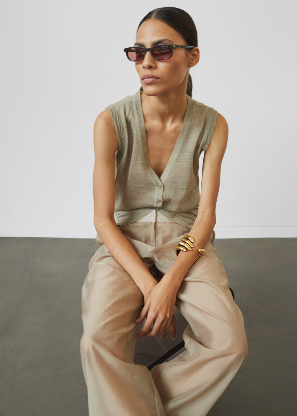 Abra Sheer Trousers - Beige