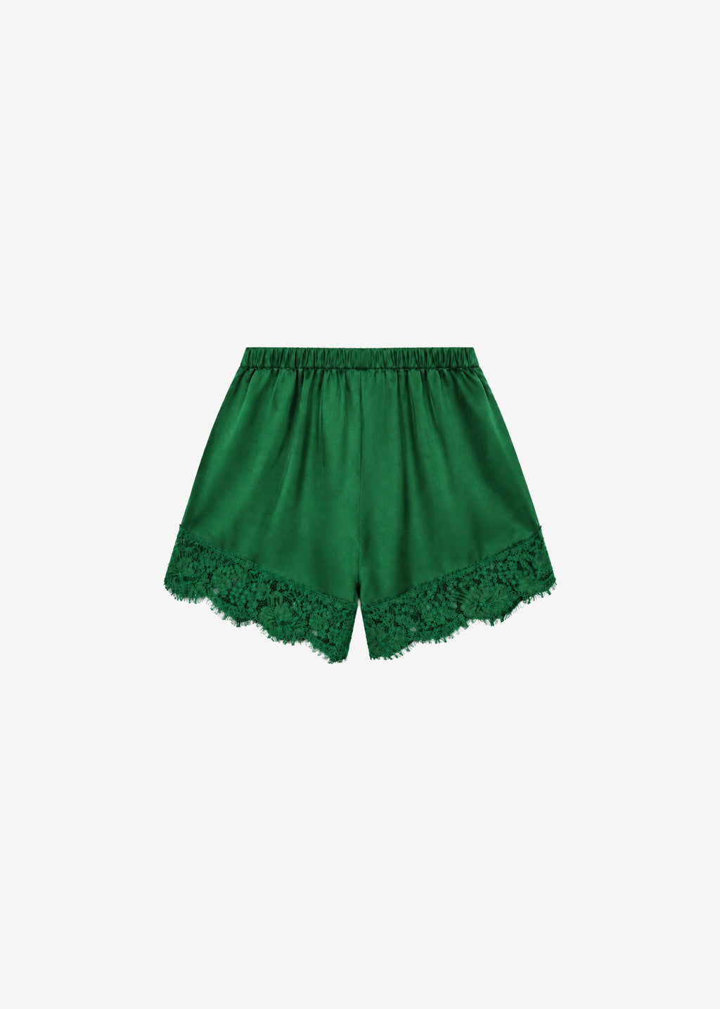 Albesa Satin Lace Trim Shorts - Kelly Green