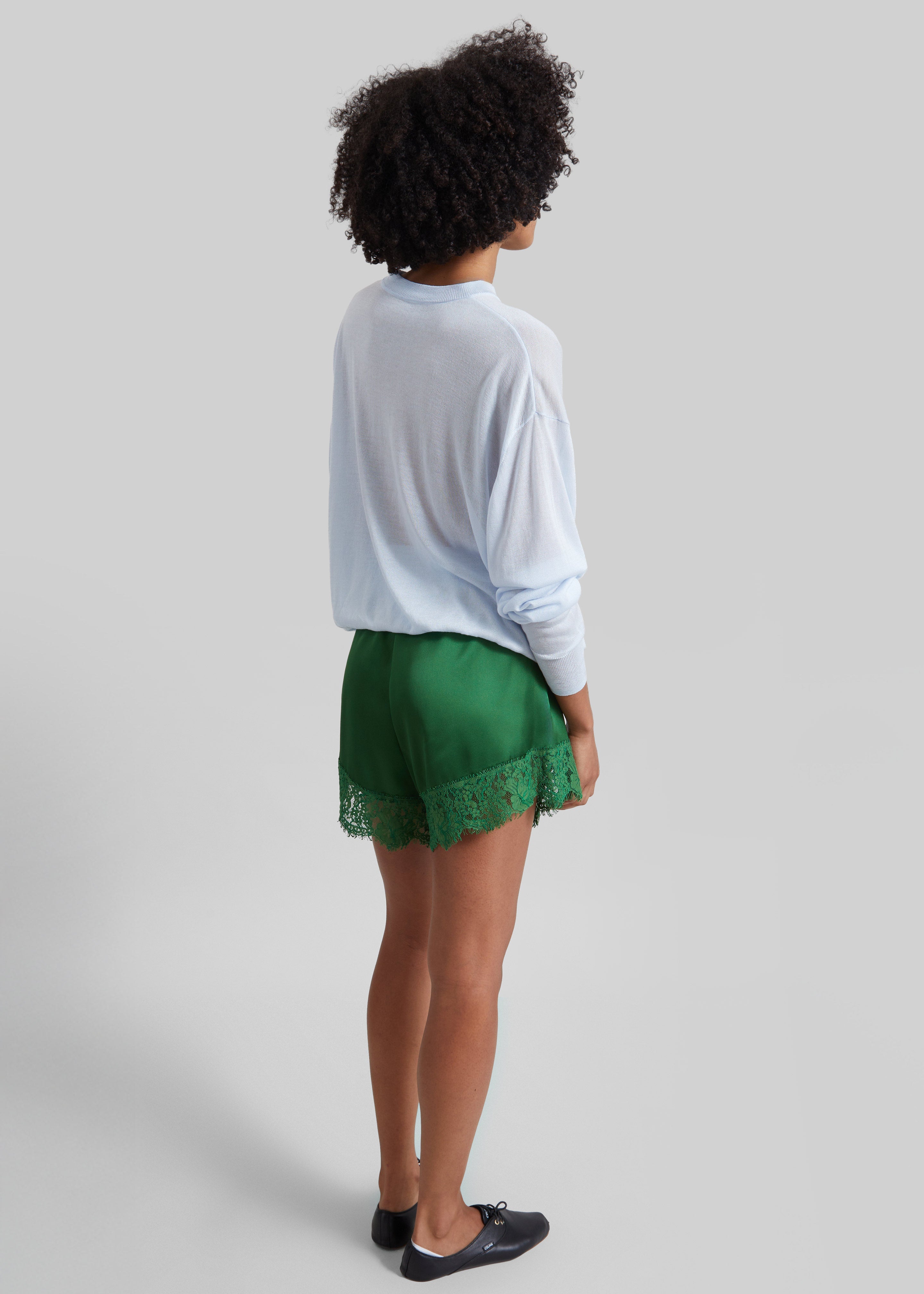 Albesa Satin Lace Trim Shorts - Kelly Green