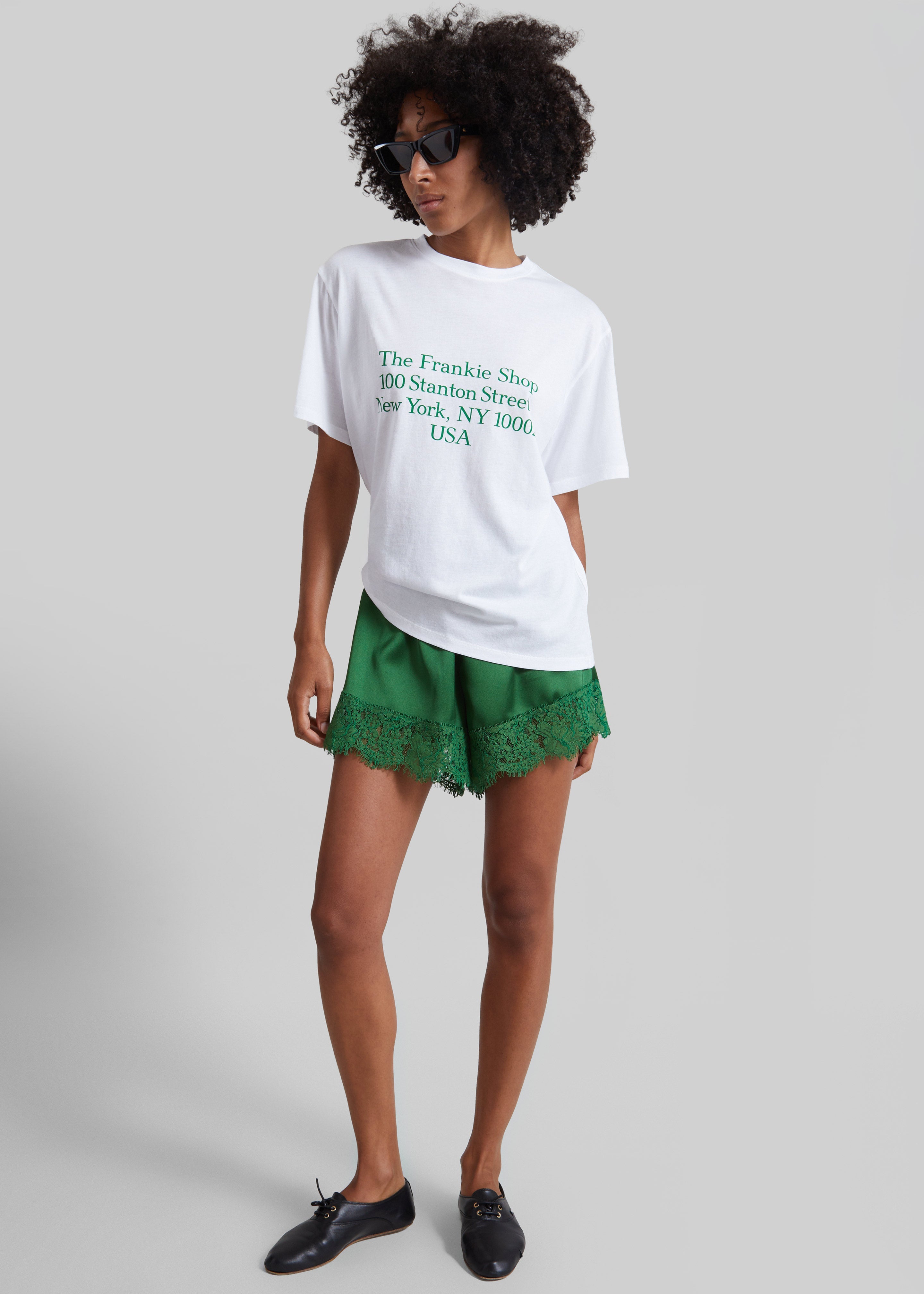 Albesa Satin Lace Trim Shorts - Kelly Green