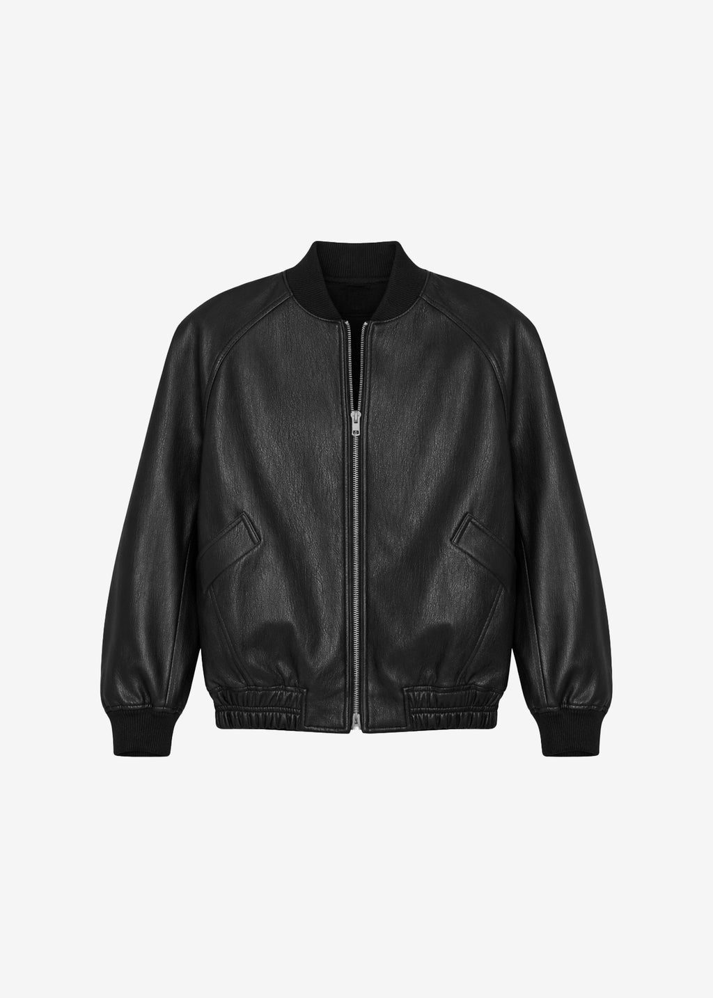 Alena Faux Leather Bomber Jacket - Black