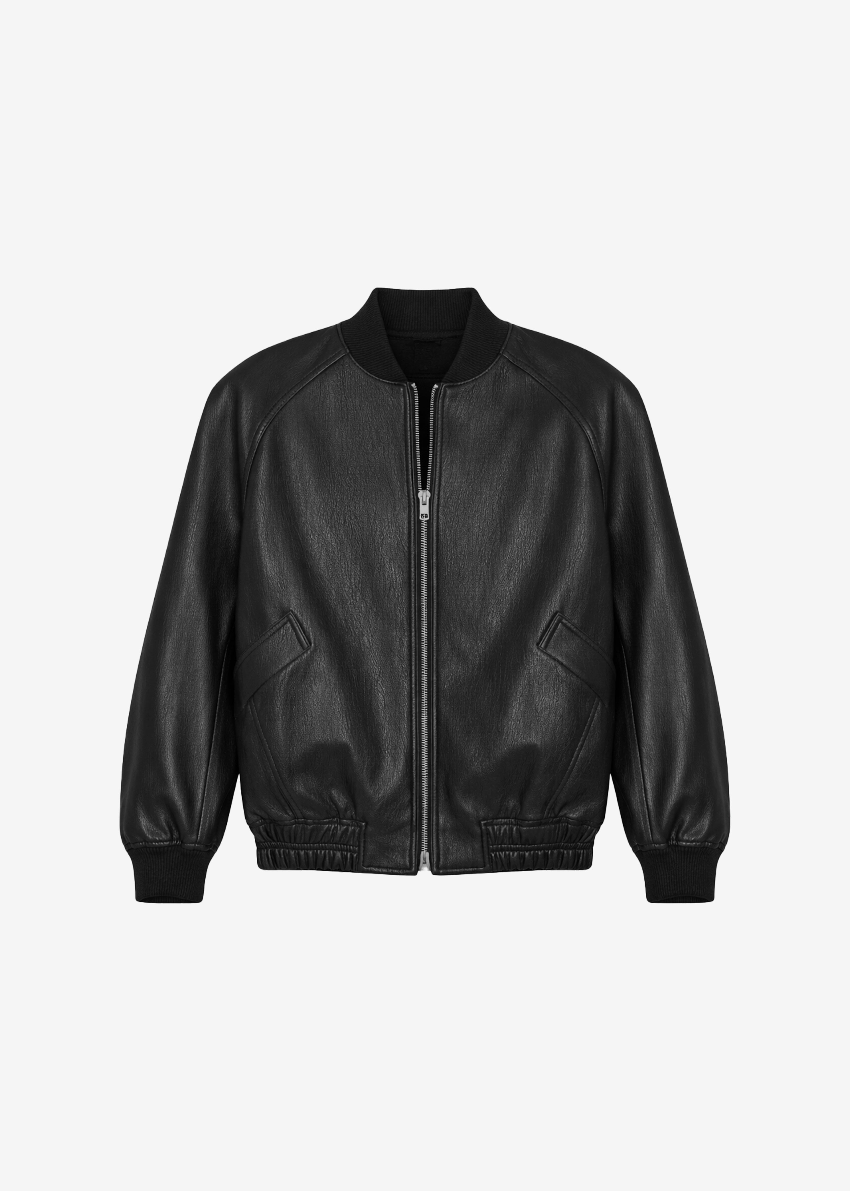 Alena Faux Leather Bomber Jacket - Black