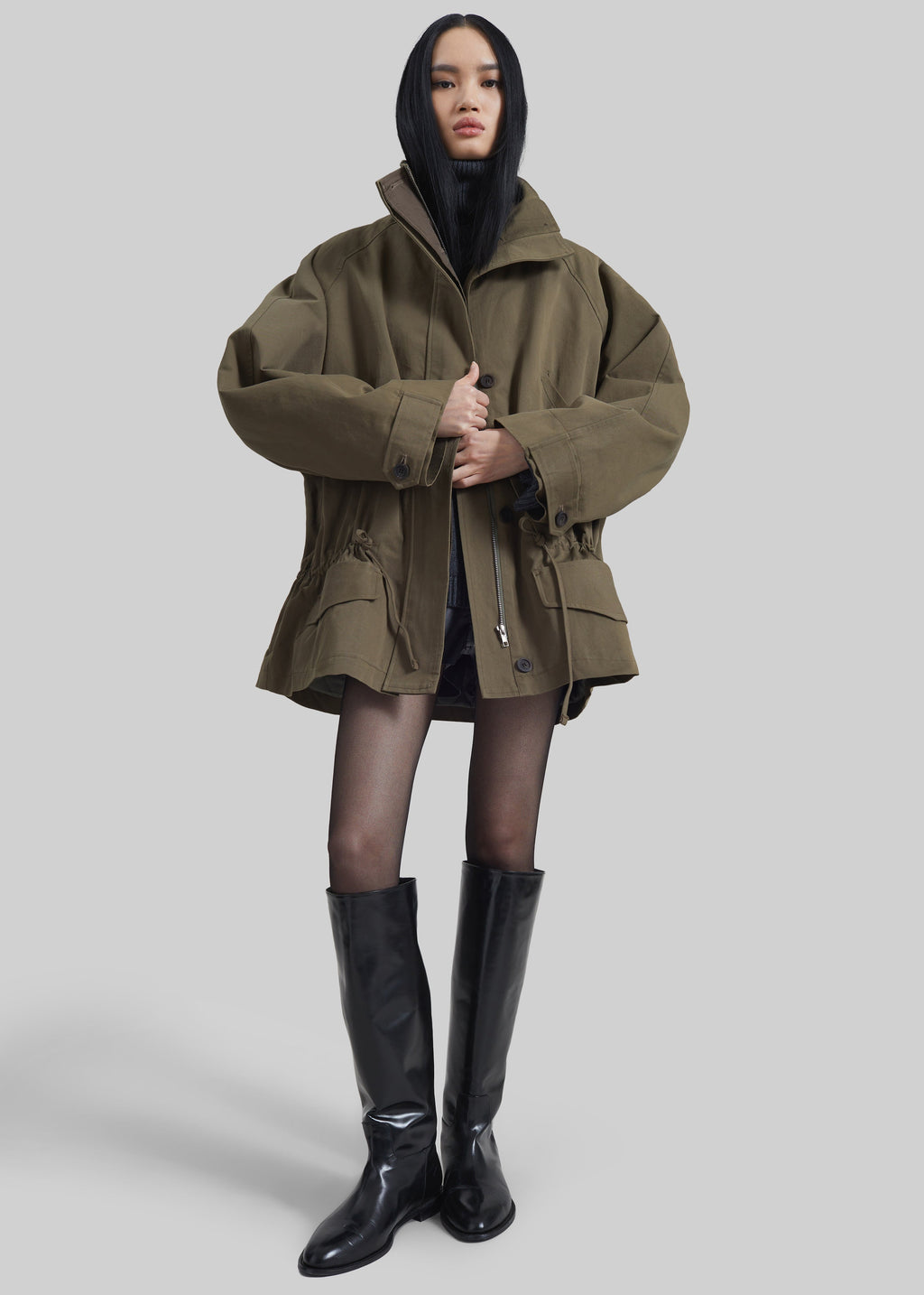 Alesie Drawstring Jacket - Olive Brown