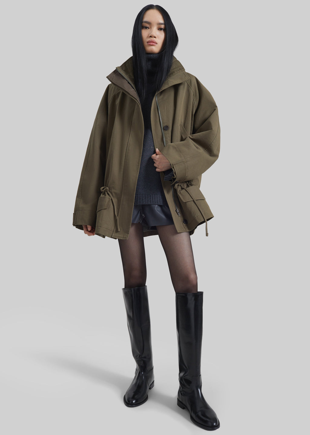 Alesie Drawstring Jacket - Olive Brown