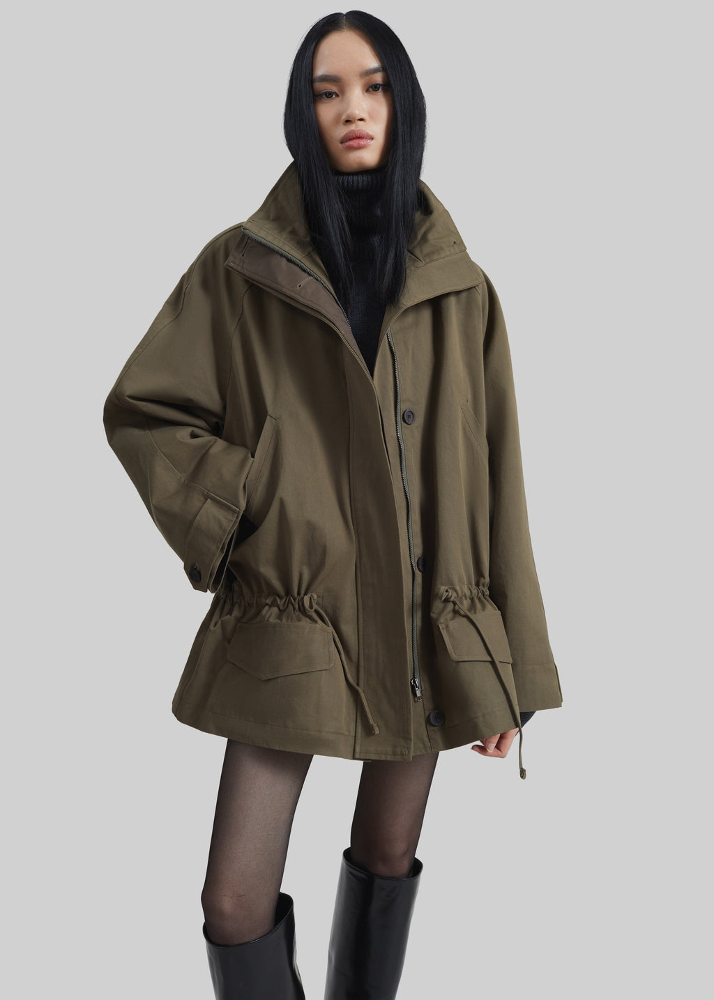 Alesie Drawstring Jacket - Olive Brown