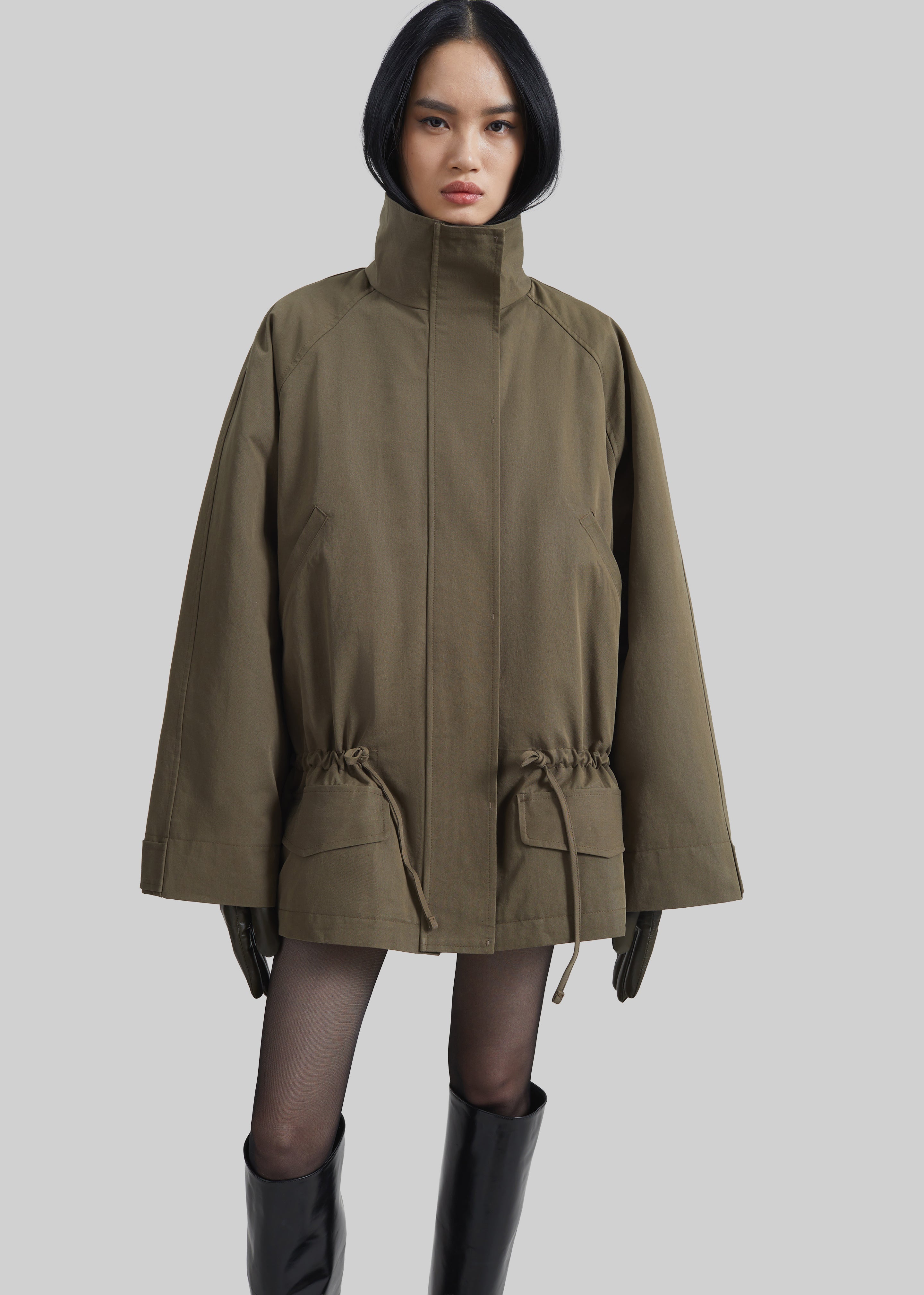 Alesie Drawstring Jacket - Olive Brown