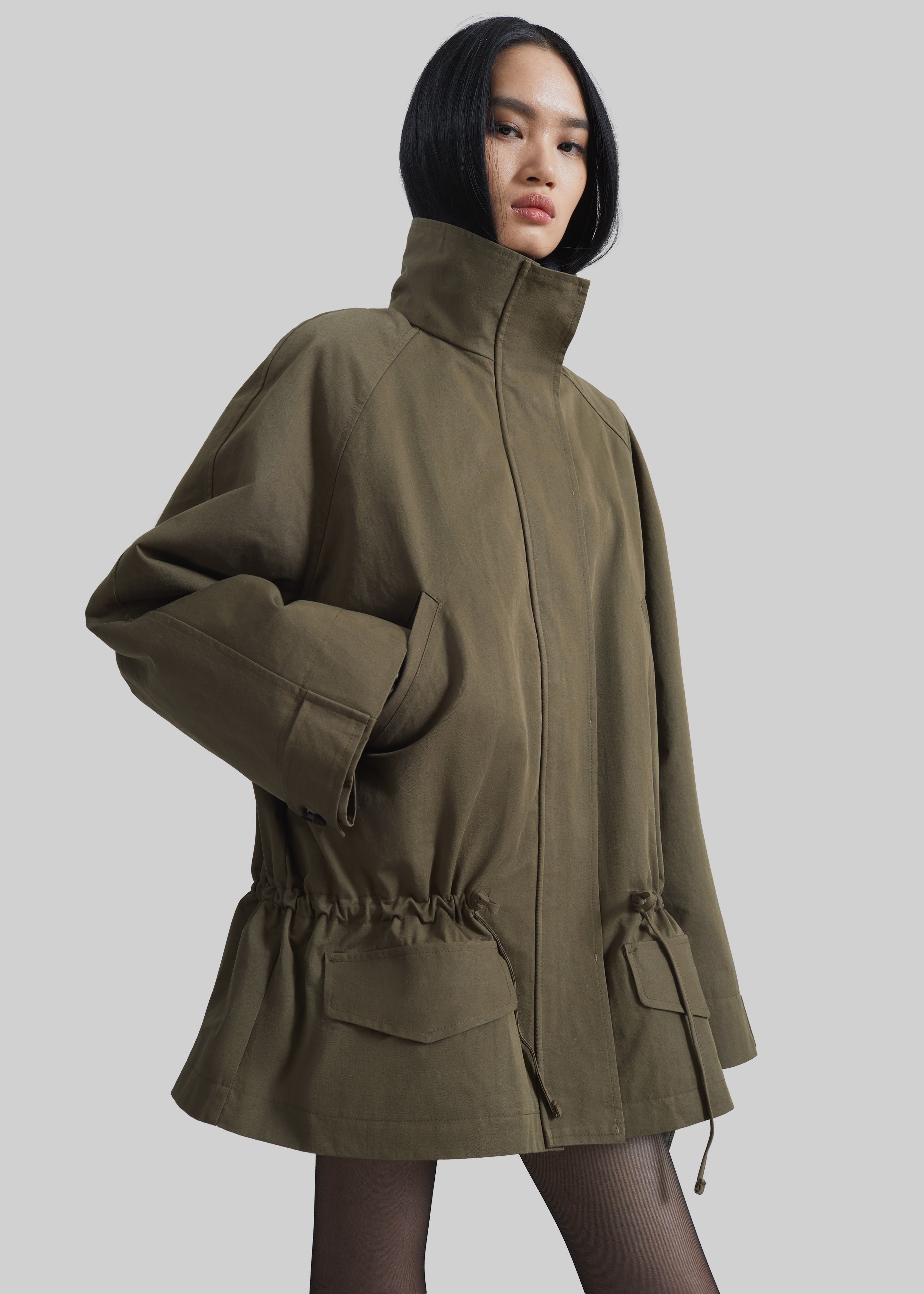 Alesie Drawstring Jacket - Olive Brown