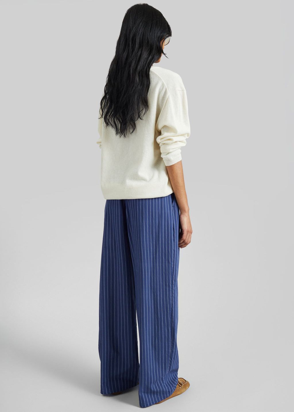 Almansa Drawstring Wide Pants - Blue Stripe
