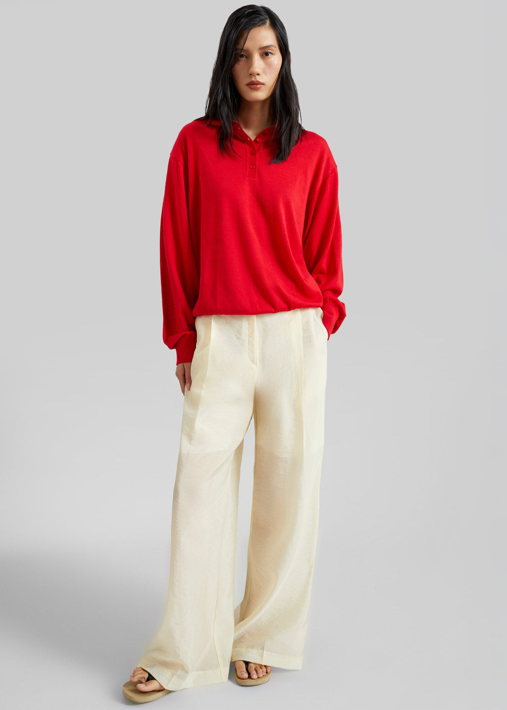 Alvito Sheer Organza Pants - Pale Yellow
