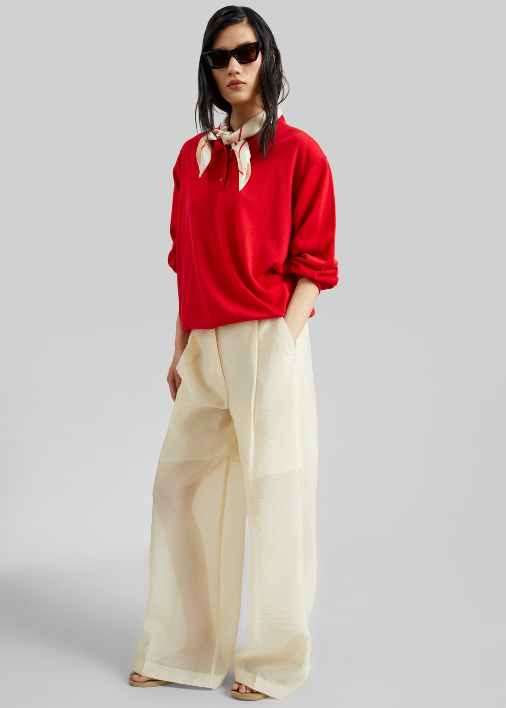 Alvito Sheer Organza Pants - Pale Yellow