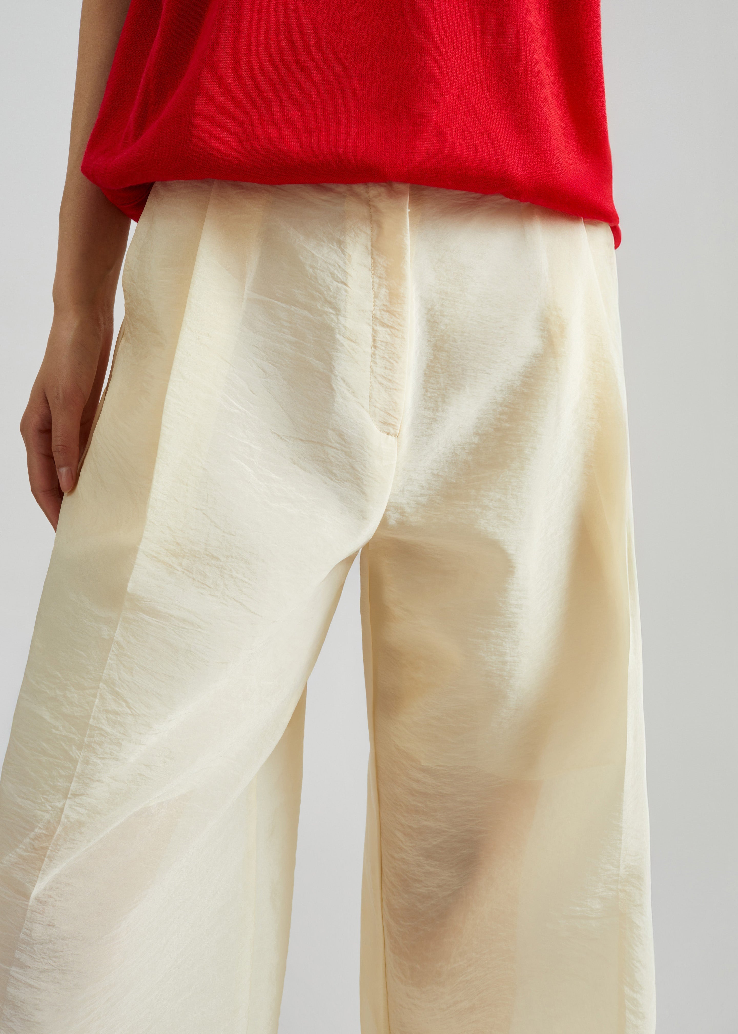 Alvito Sheer Organza Pants - Pale Yellow