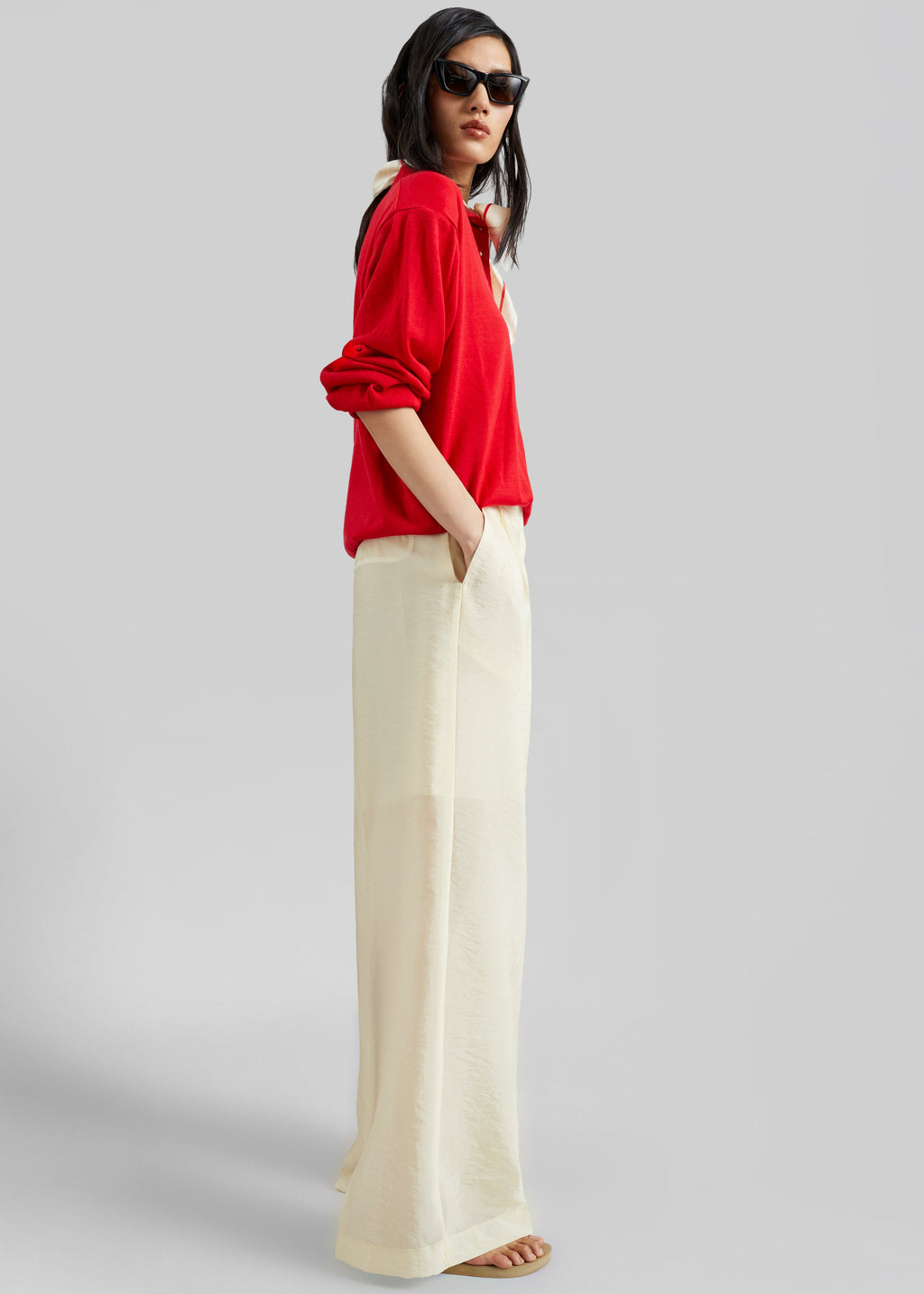 Alvito Sheer Organza Pants - Pale Yellow