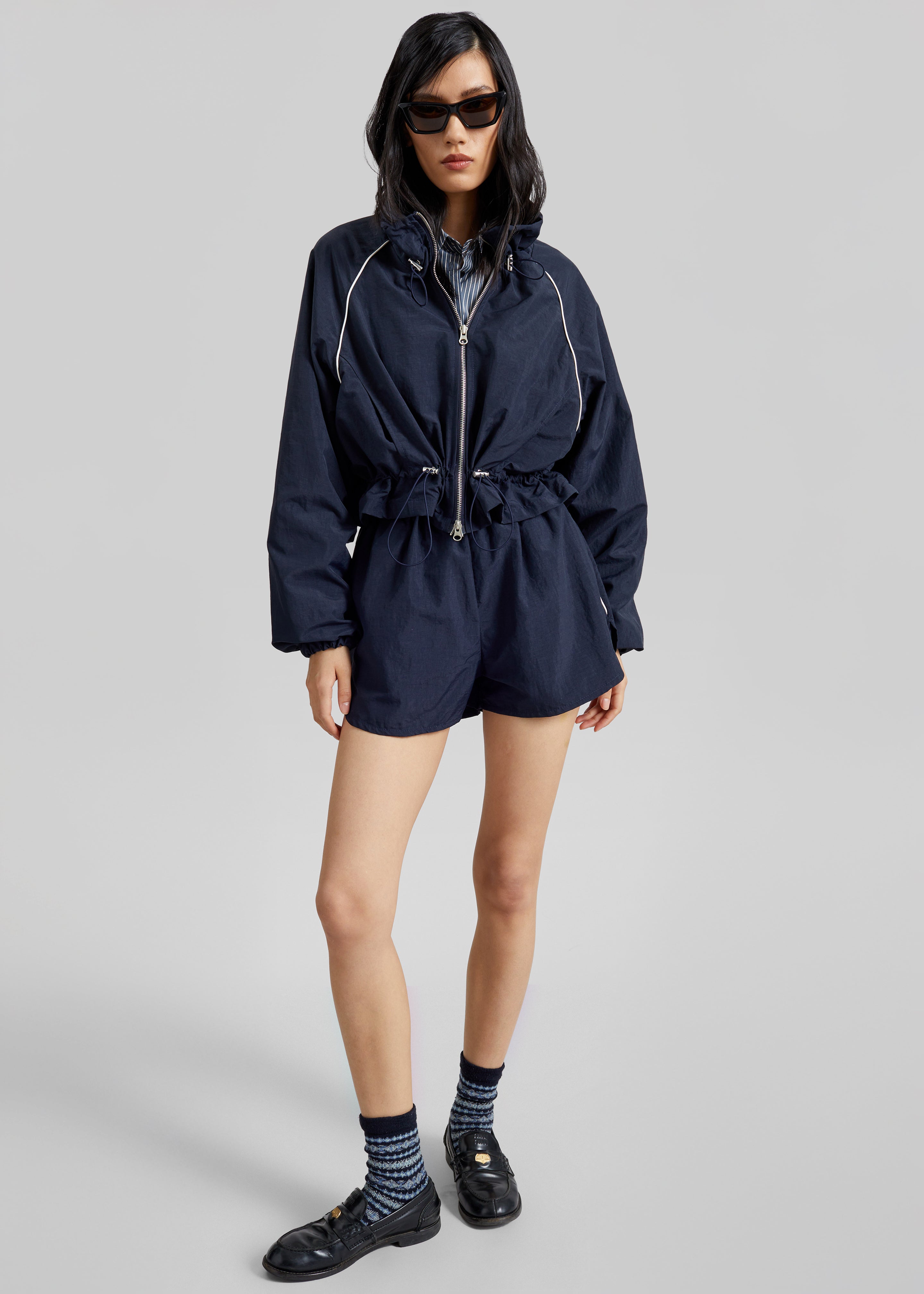 Arizona Drawstring Track Jacket - Navy