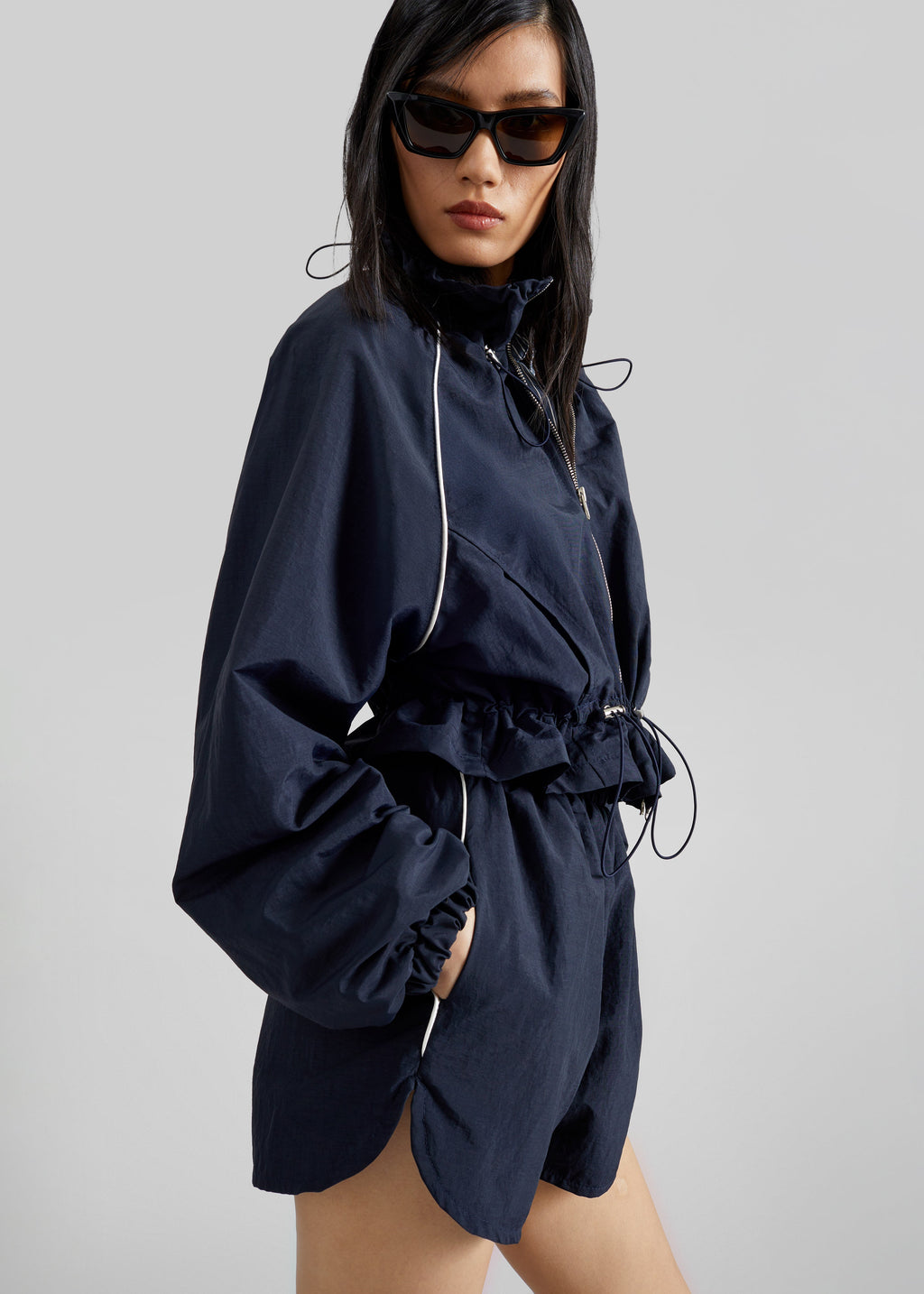 Arizona Drawstring Track Jacket - Navy