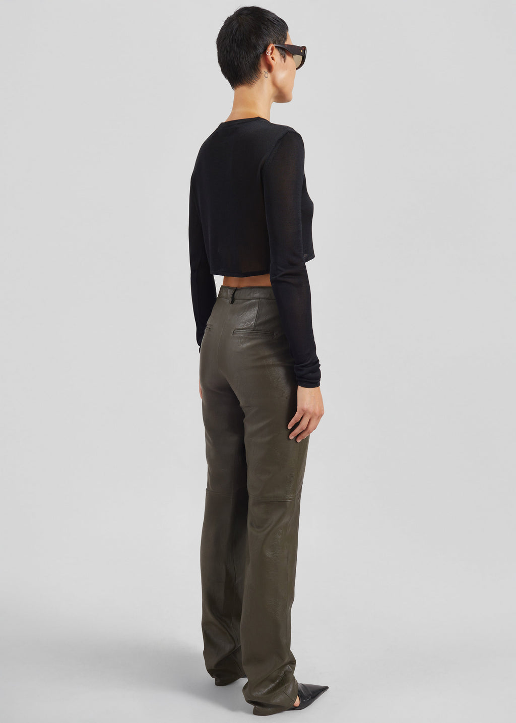 Ascona Faux Leather Pants - Dark Olive