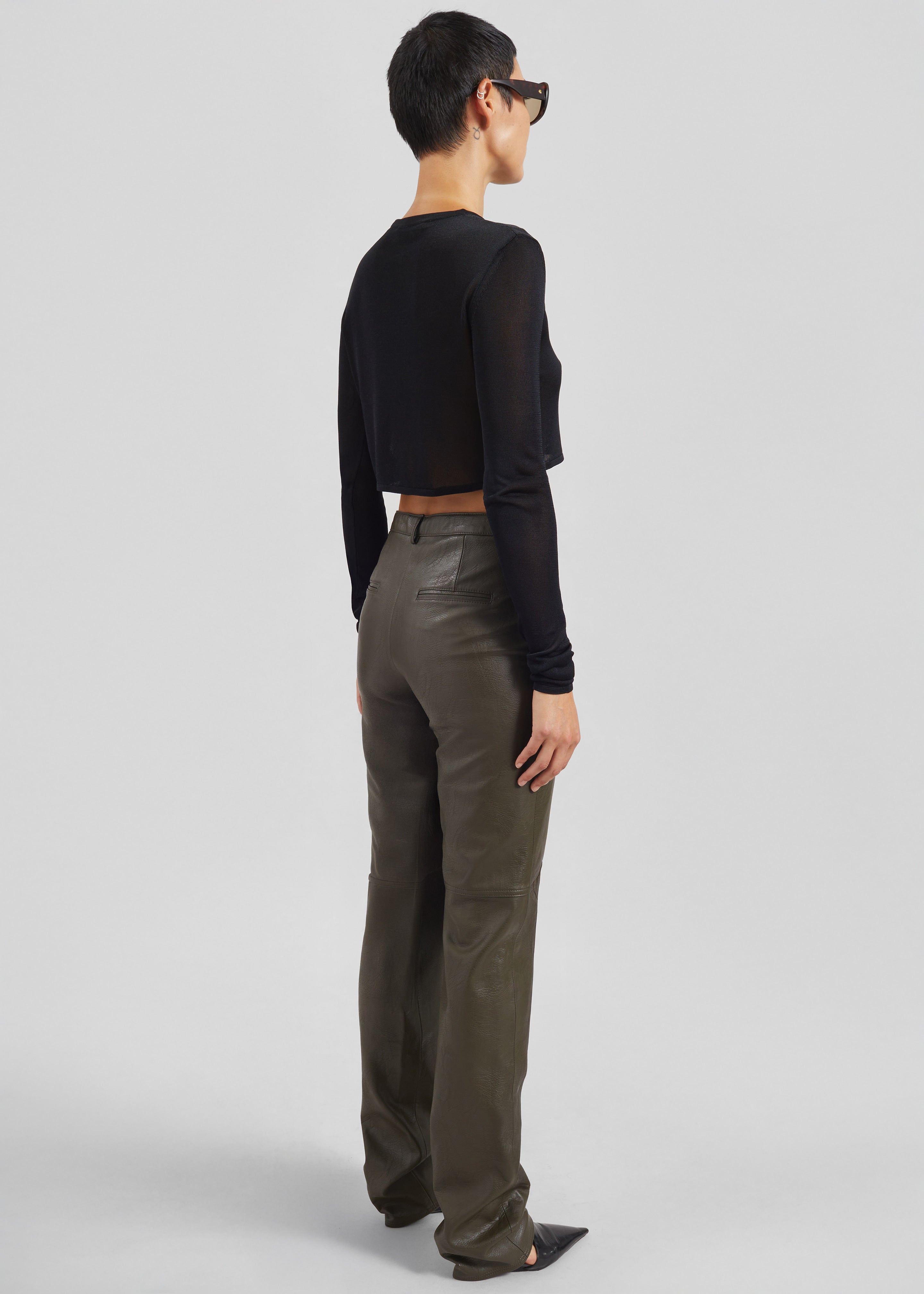 Ascona Faux Leather Pants - Dark Olive