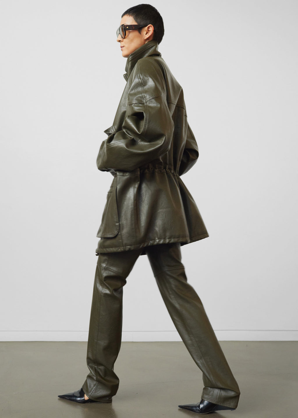Ascona Faux Leather Pants - Dark Olive