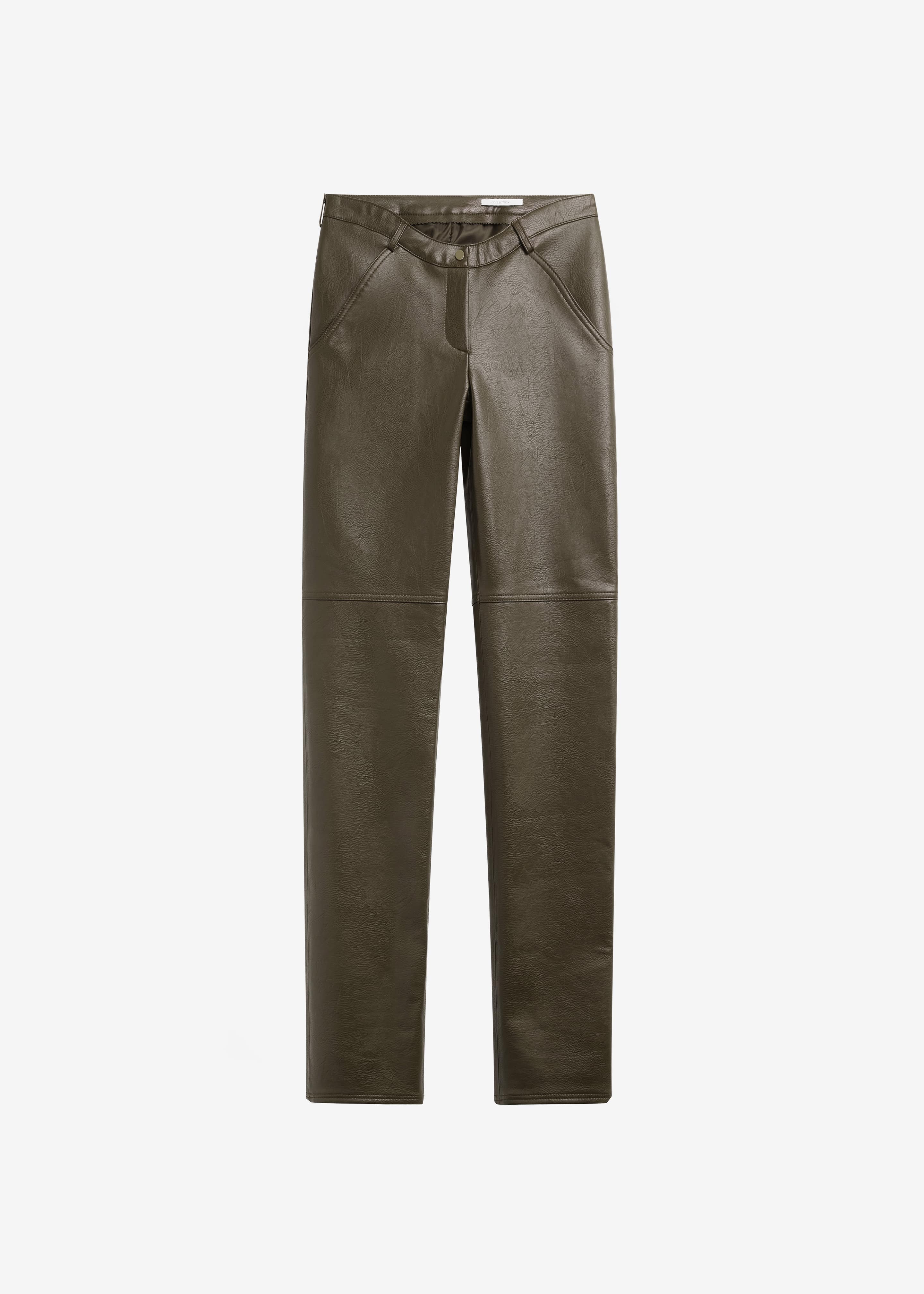 Ascona Faux Leather Pants - Dark Olive