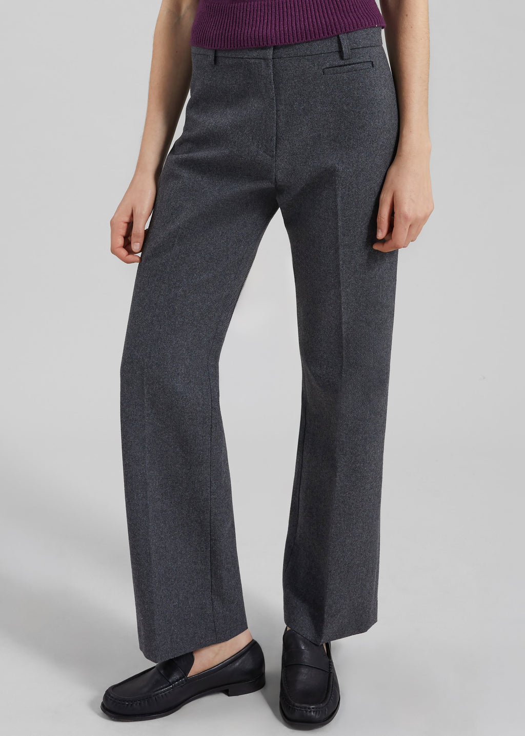 Avize Wool Straight Trousers - Dark Grey