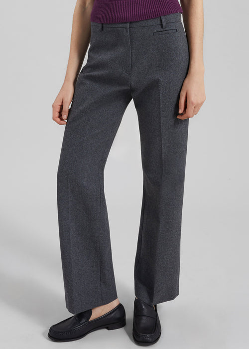Avize Wool Straight Trousers - Dark Grey