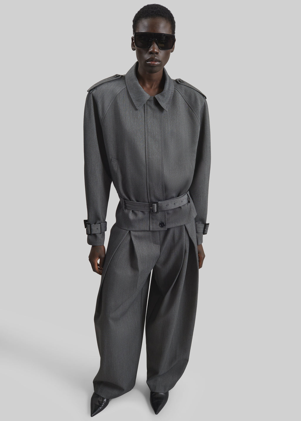 Avray Pleated Trousers - Grey