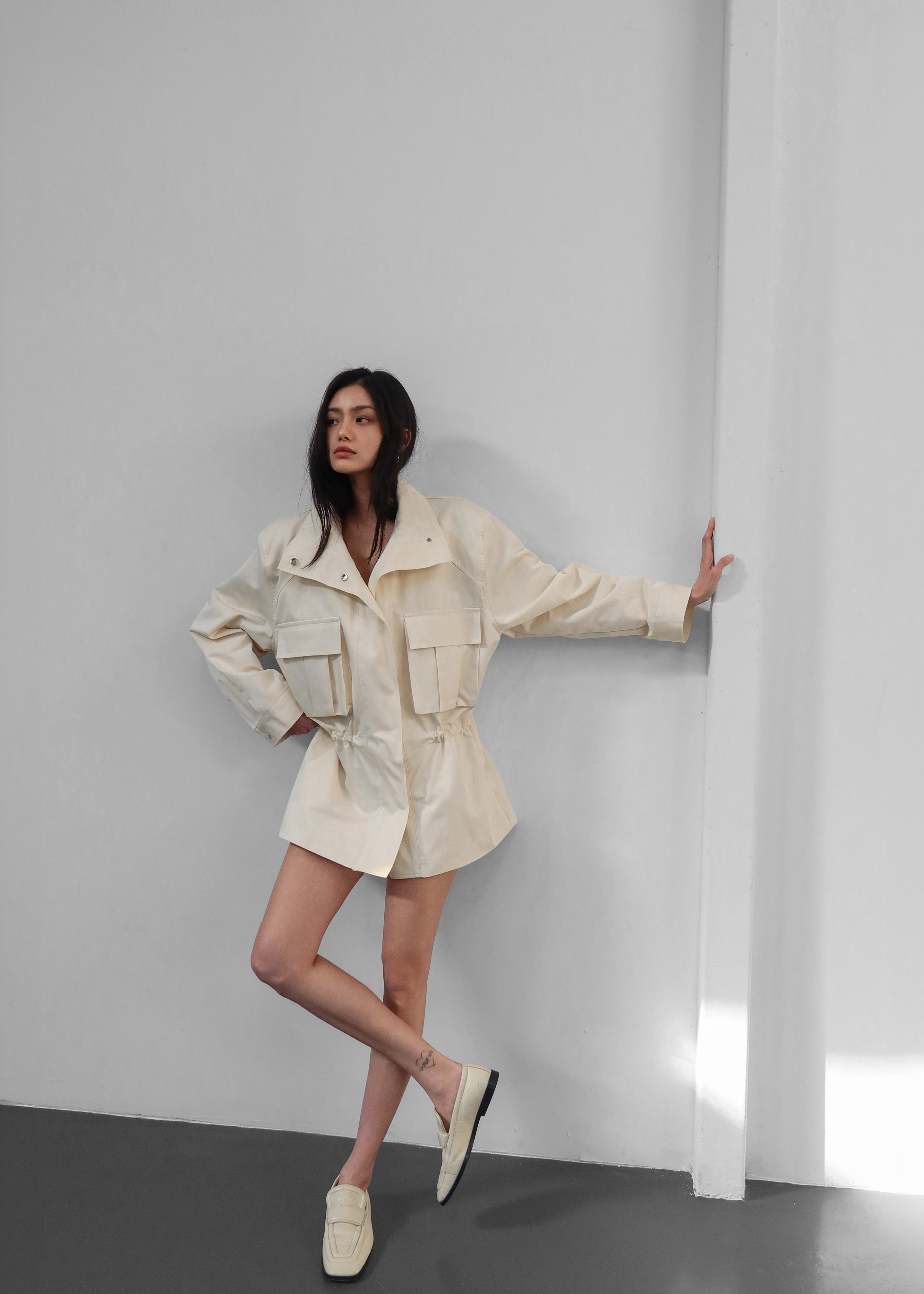 Bailly Padded Utility Jacket - Cream