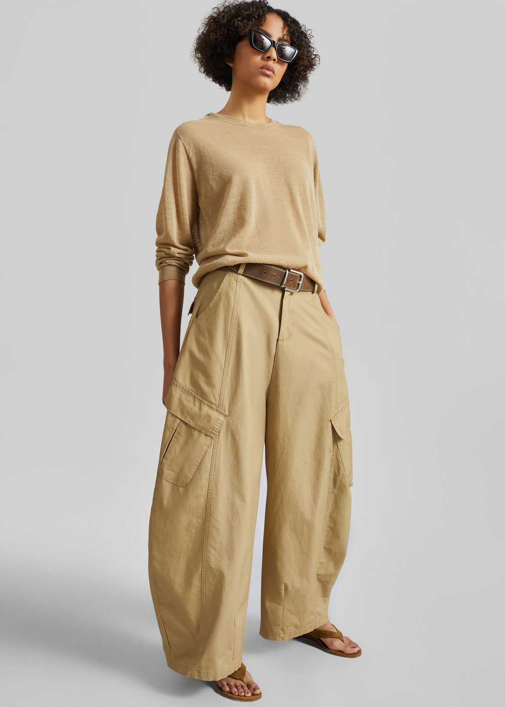 Baixa Barrel Cargo Pants - Beige