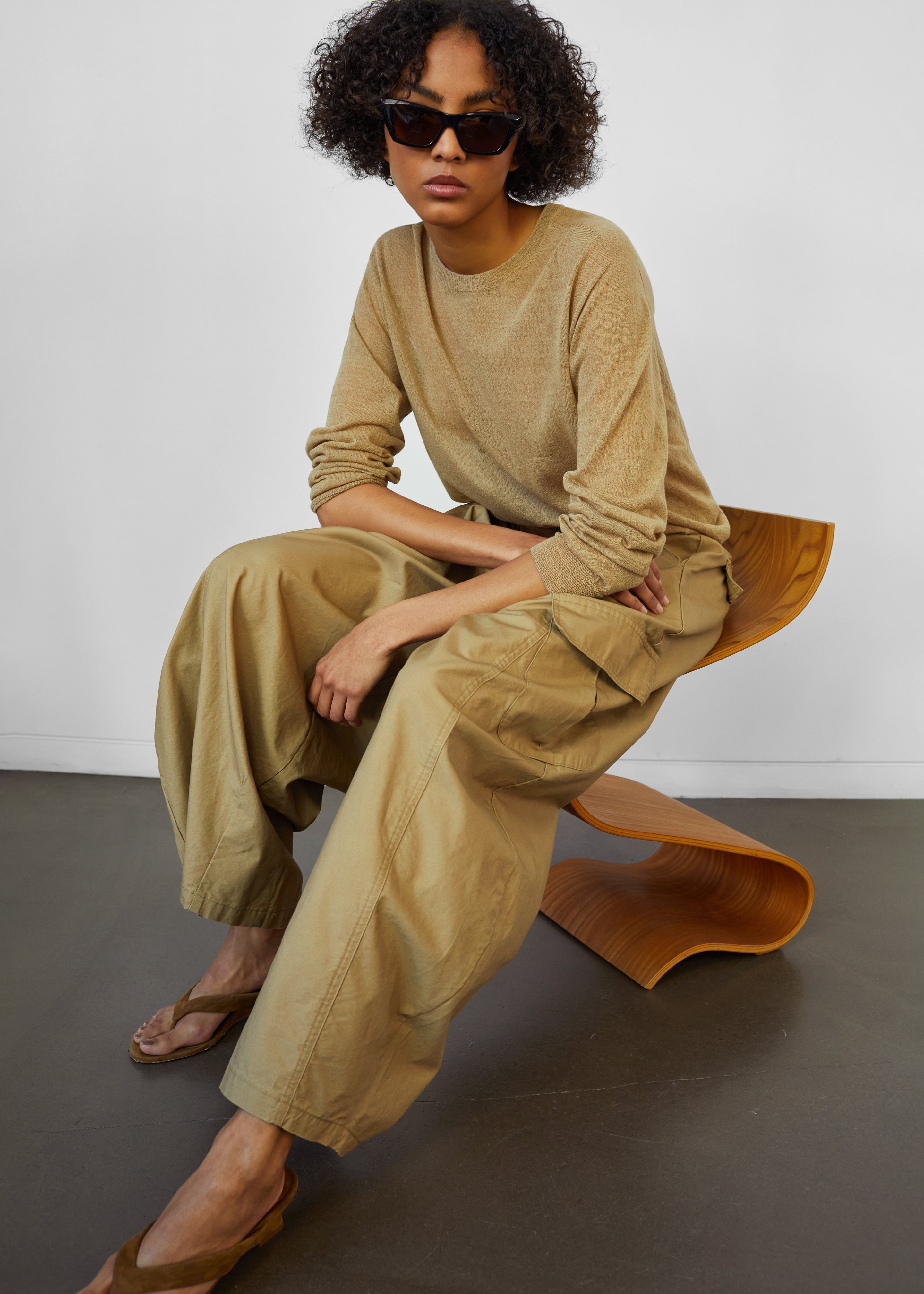 Baixa Barrel Cargo Pants - Beige