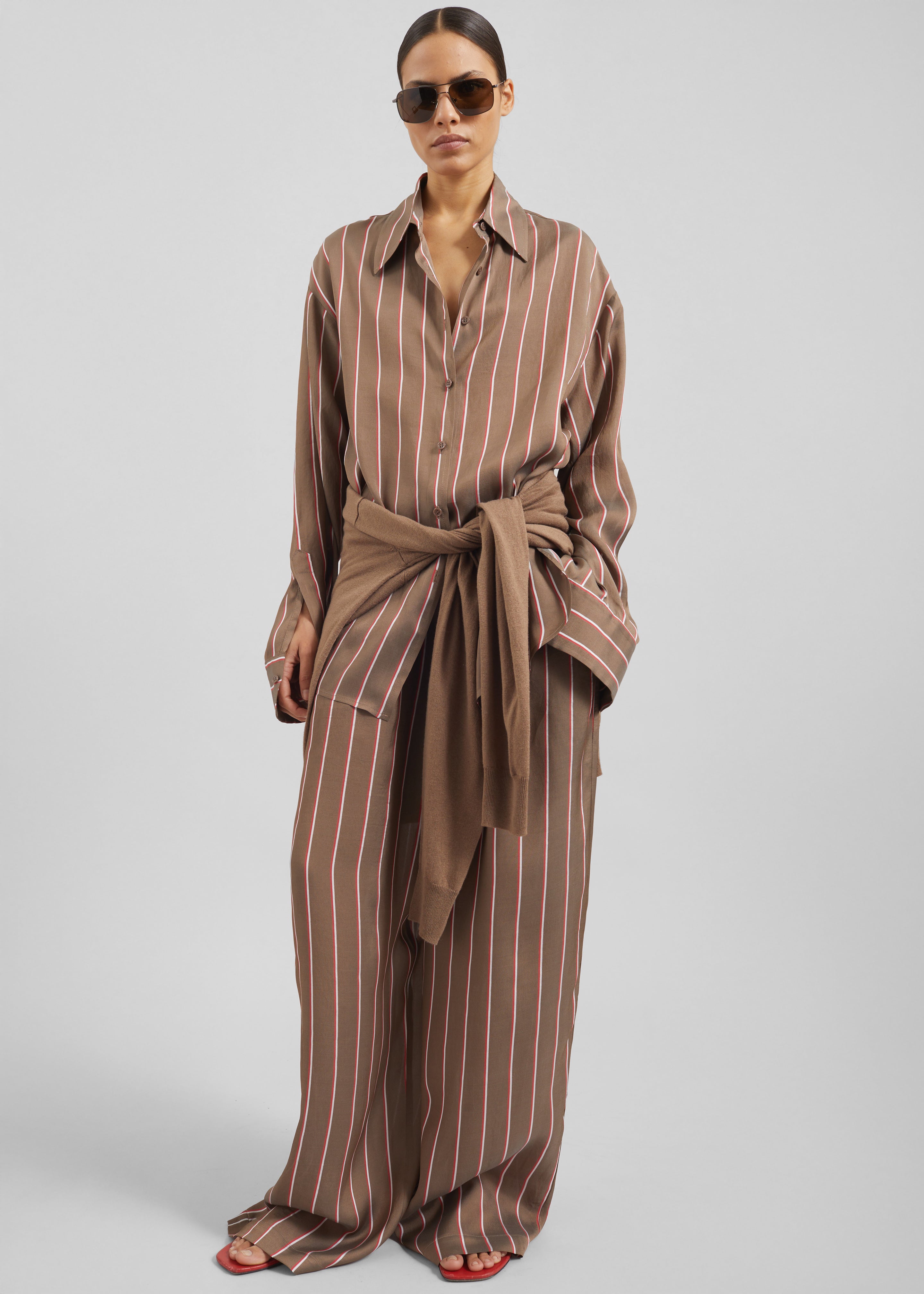 Baxter Fluid Track Pants - Brown Multi Stripe