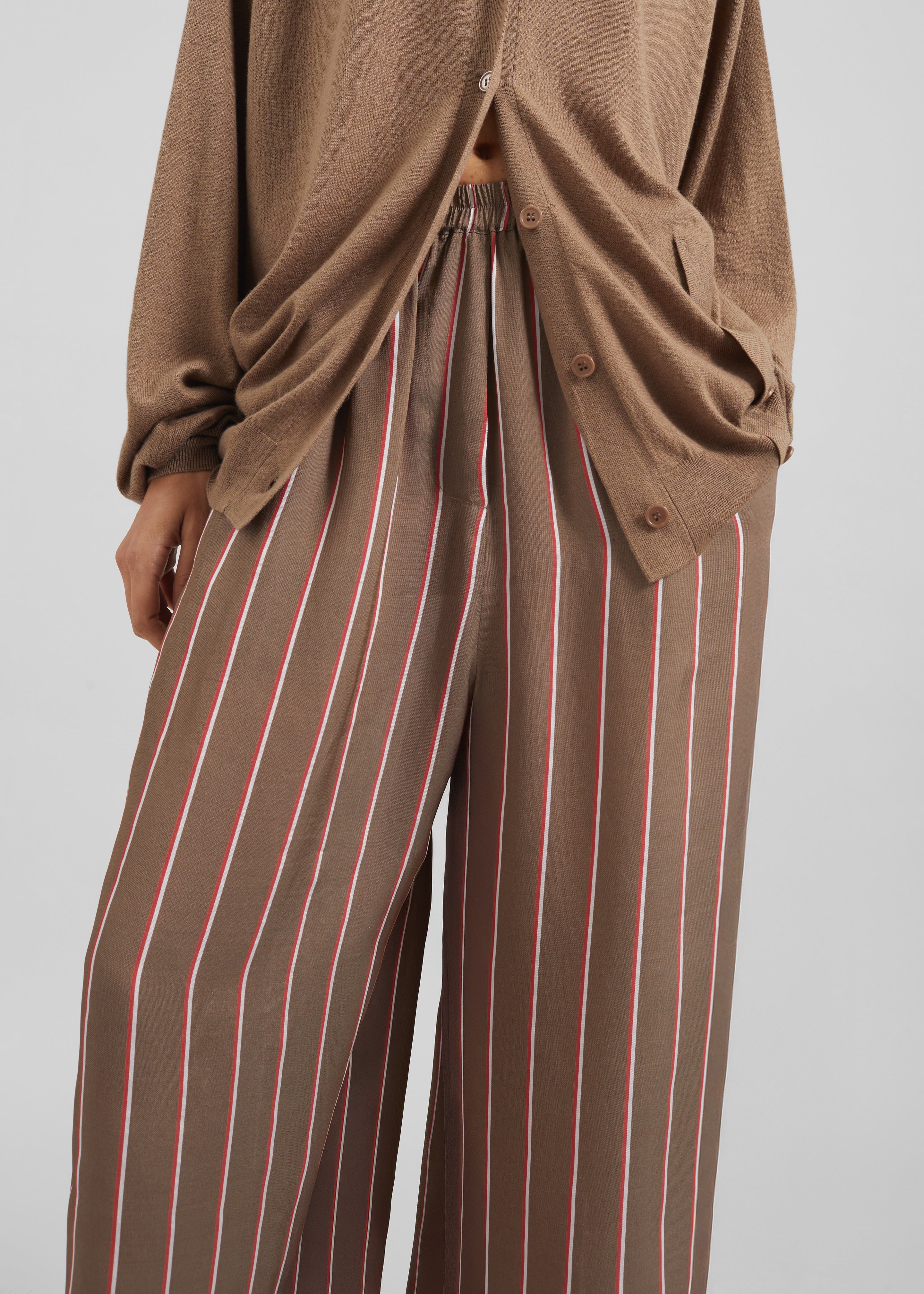 Baxter Fluid Track Pants - Brown Multi Stripe