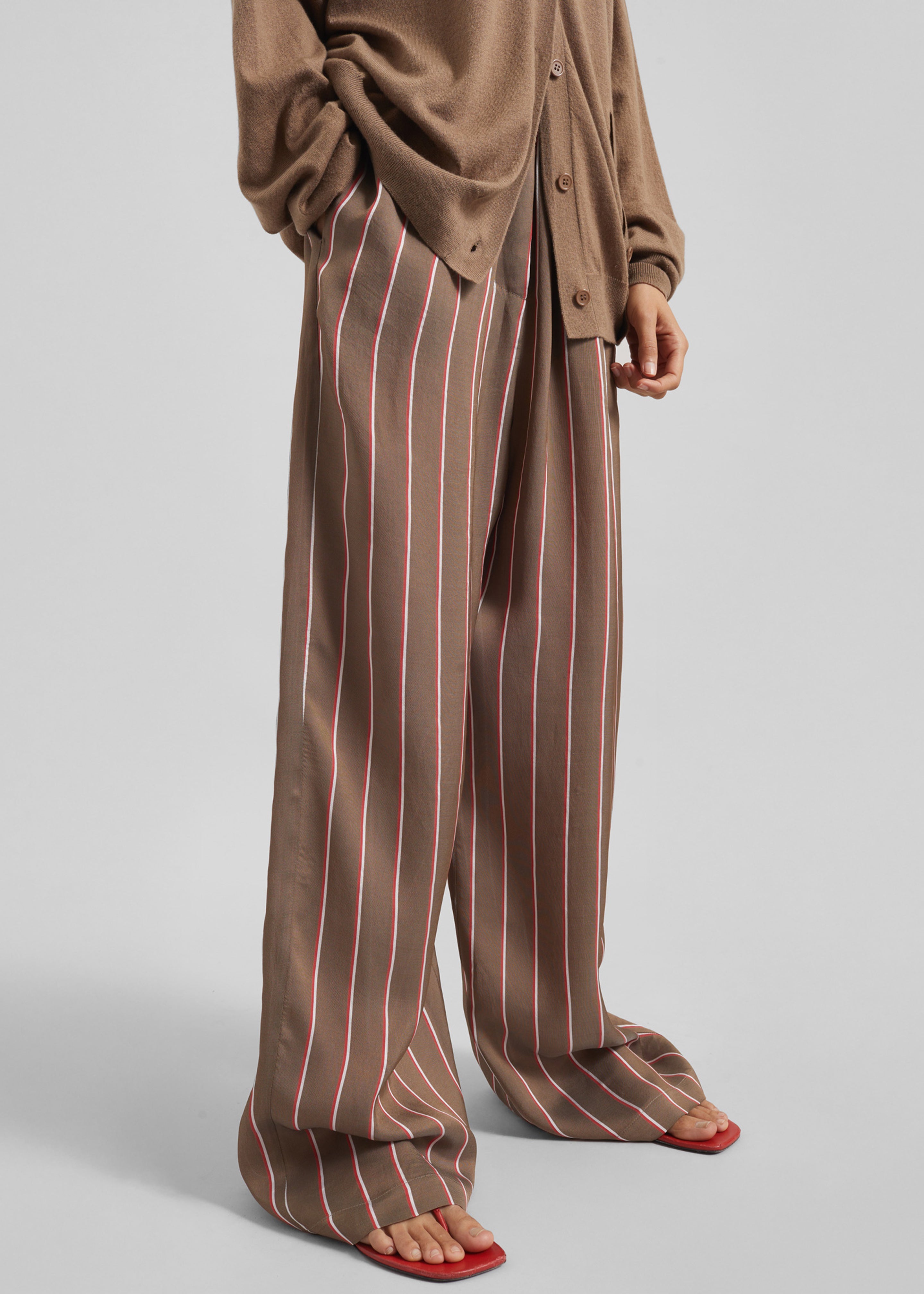 Baxter Fluid Track Pants - Brown Multi Stripe
