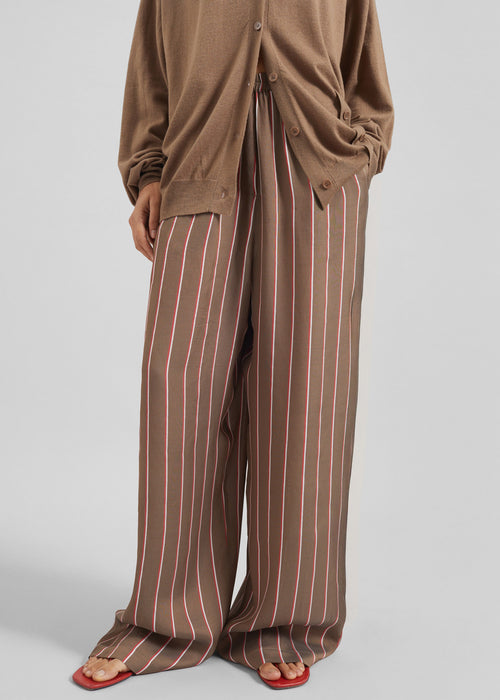 Baxter Fluid Track Pants - Brown Multi Stripe