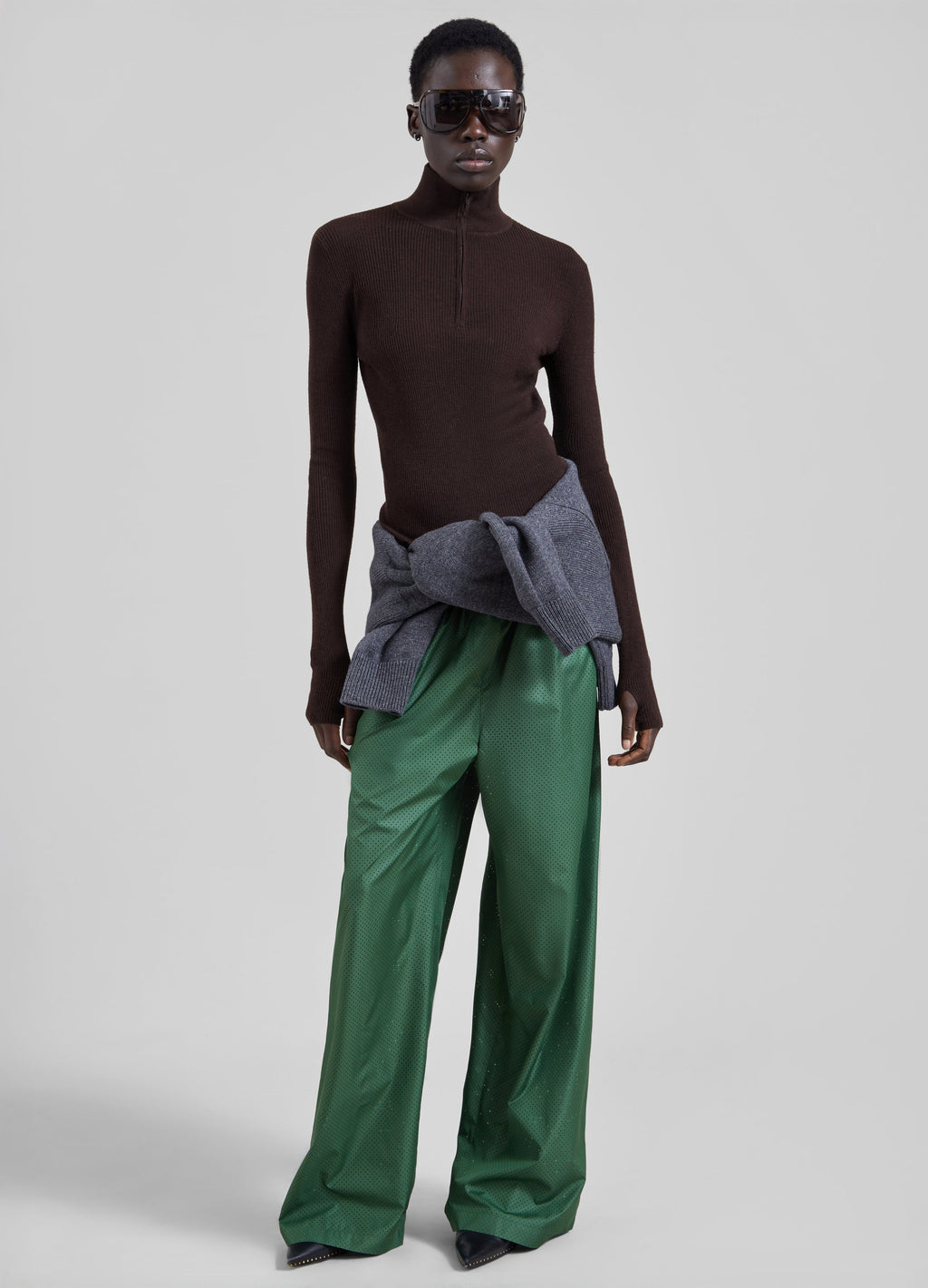 Baxter Perforated Track Pants - Hunter Green