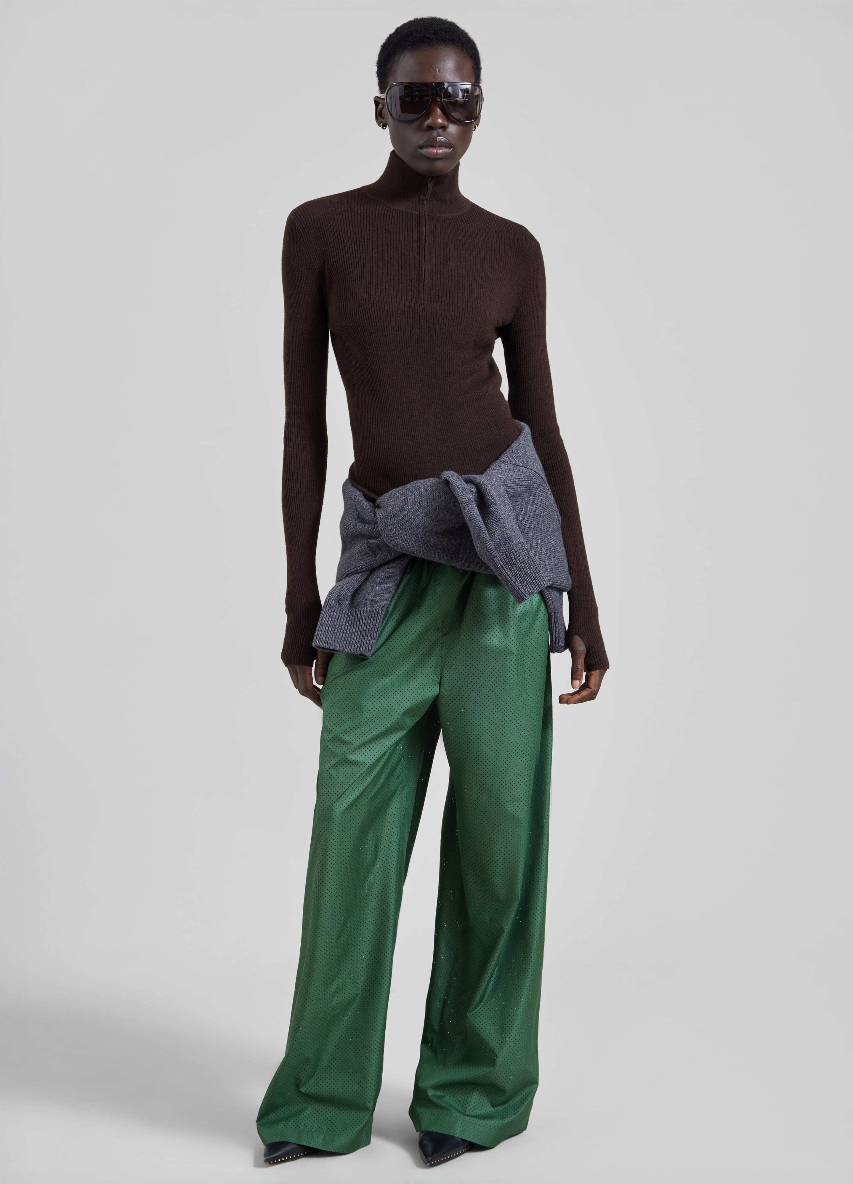 Baxter Perforated Track Pants - Hunter Green