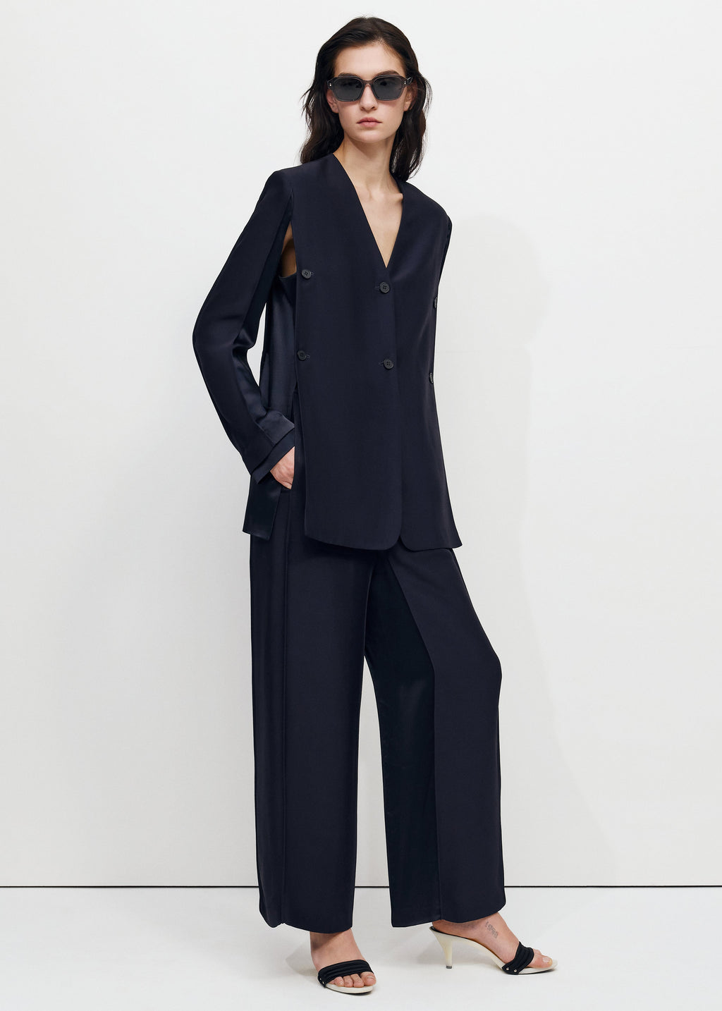 Bevza Wide Leg Culottes - Dark Ink Navy