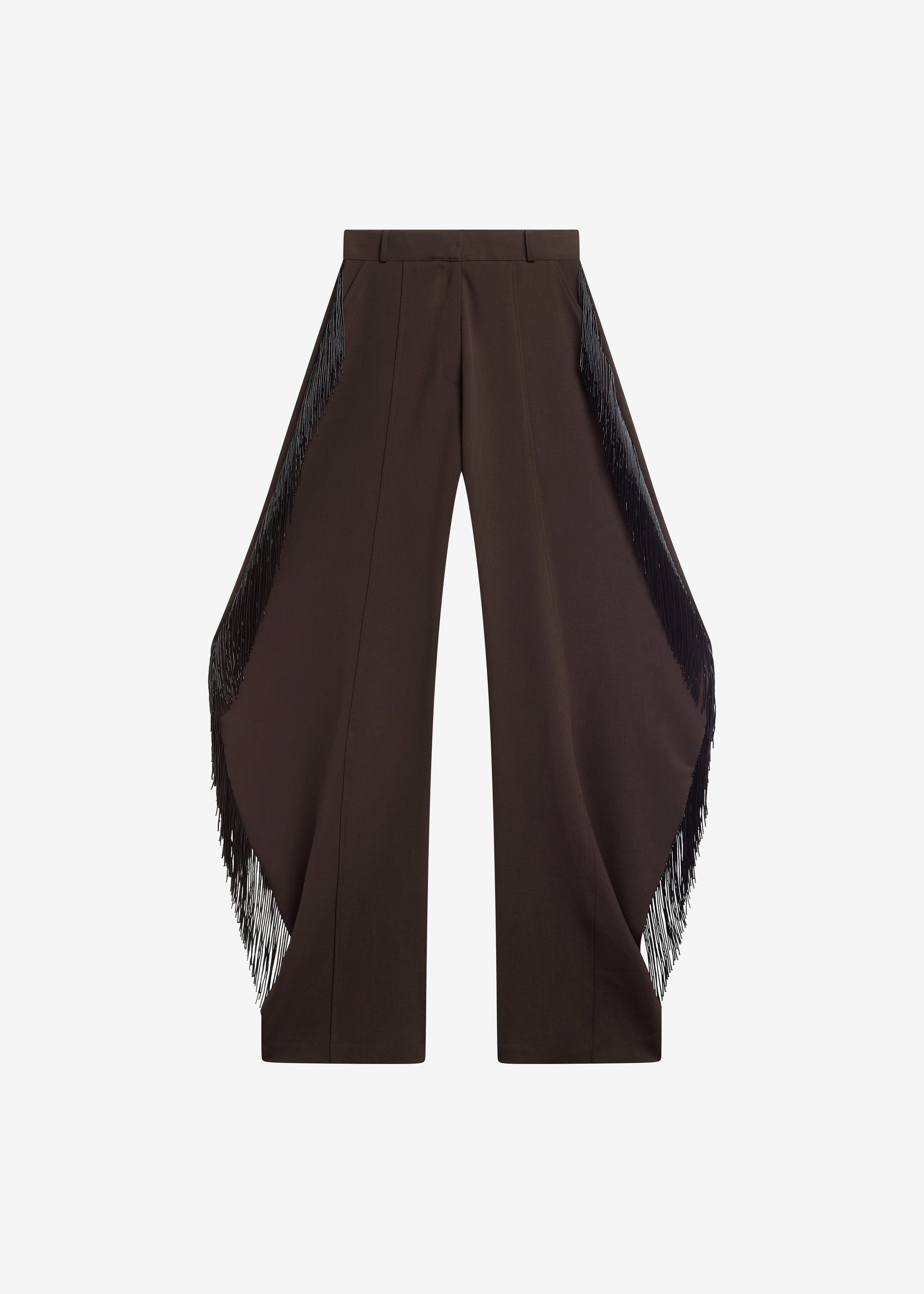 Bianca Fringed Barrel Leg Pants - Brown