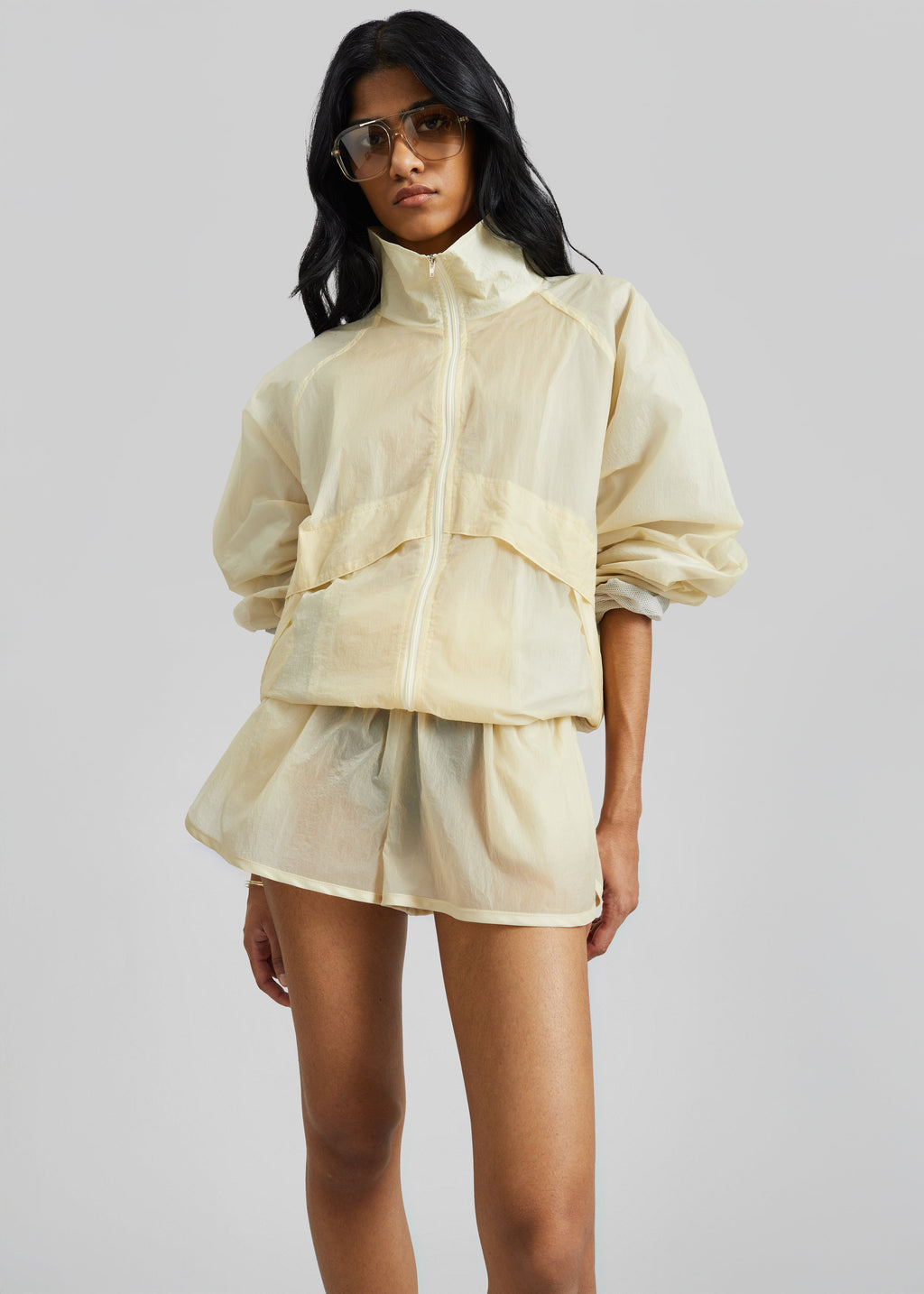Bicos Sheer Track Jacket - Pale Yellow