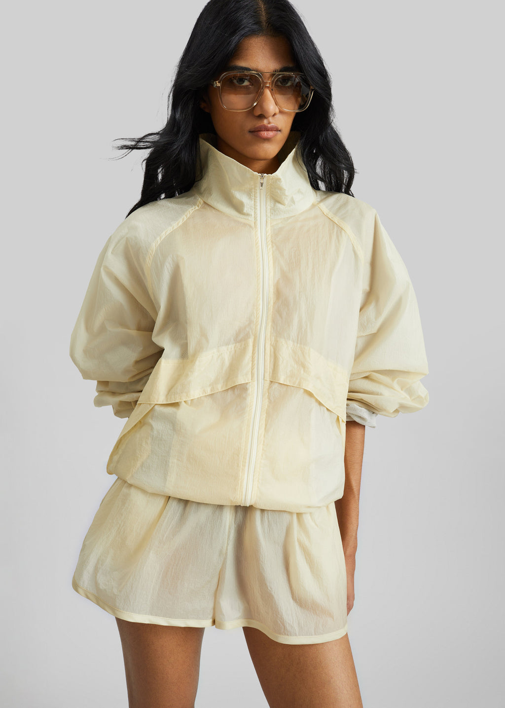 Bicos Sheer Track Jacket - Pale Yellow