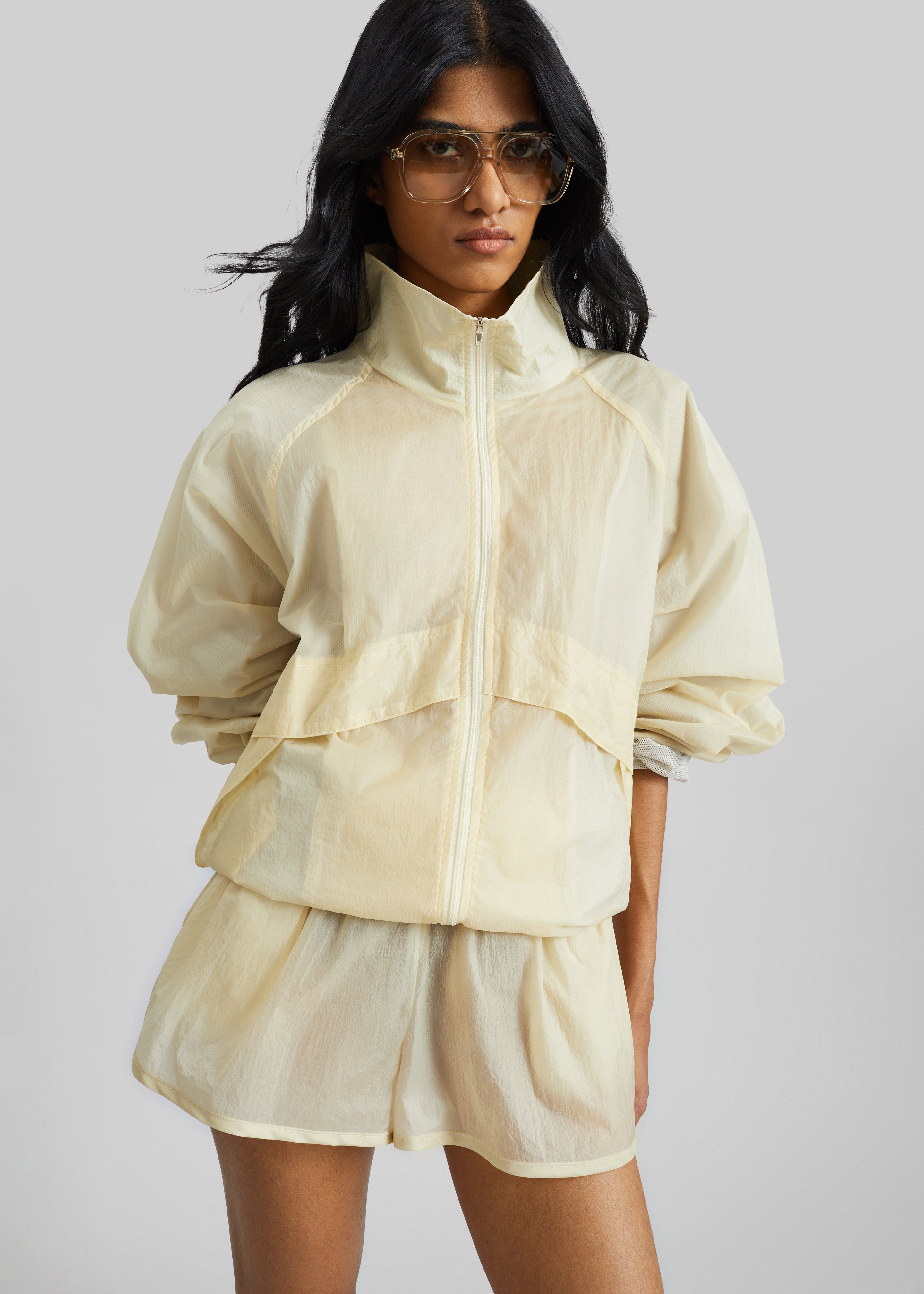 Bicos Sheer Track Jacket - Pale Yellow
