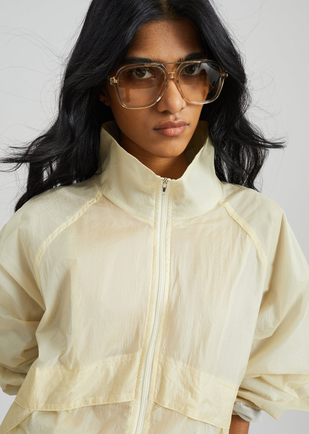 Bicos Sheer Track Jacket - Pale Yellow
