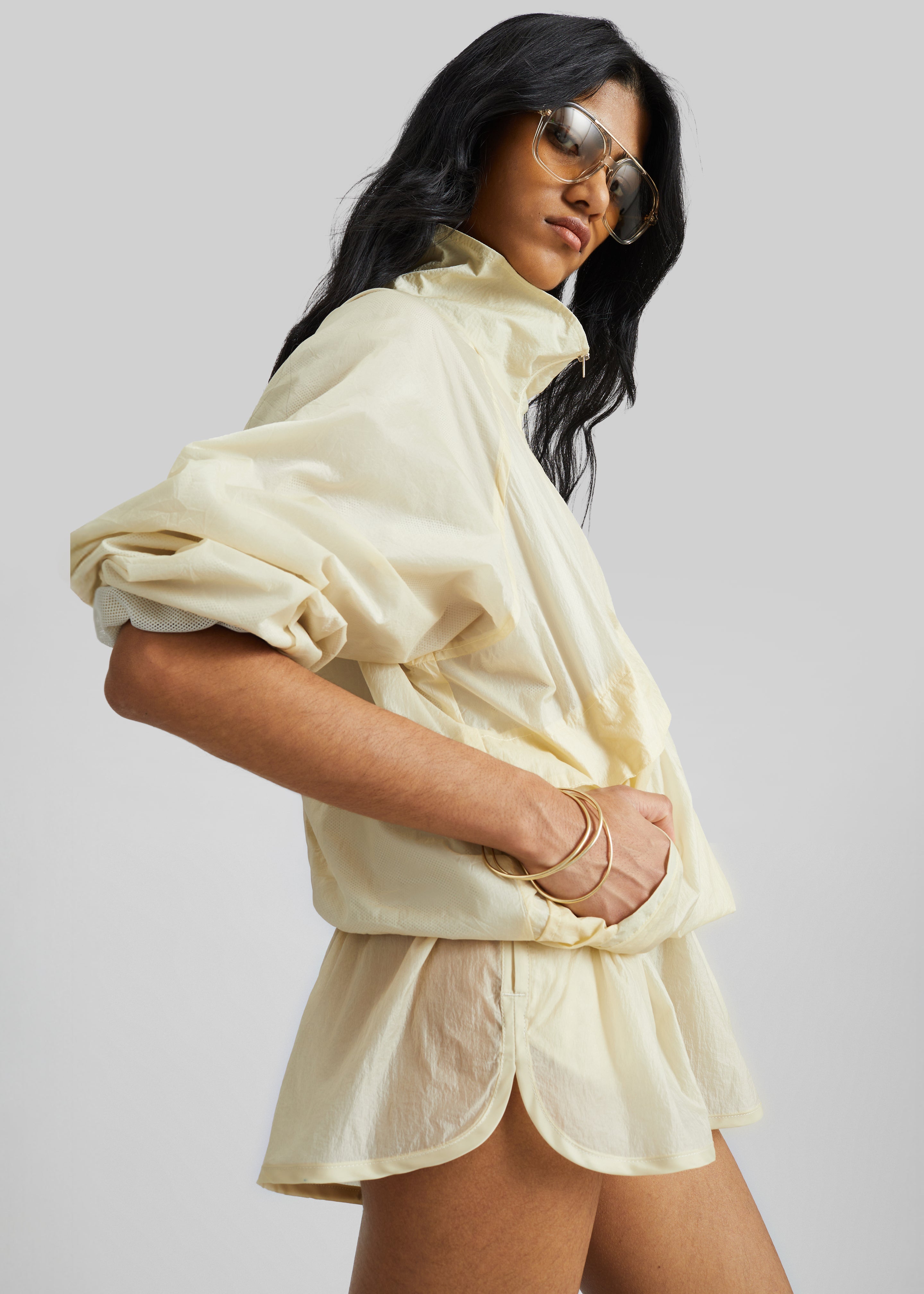 Bicos Sheer Track Jacket - Pale Yellow