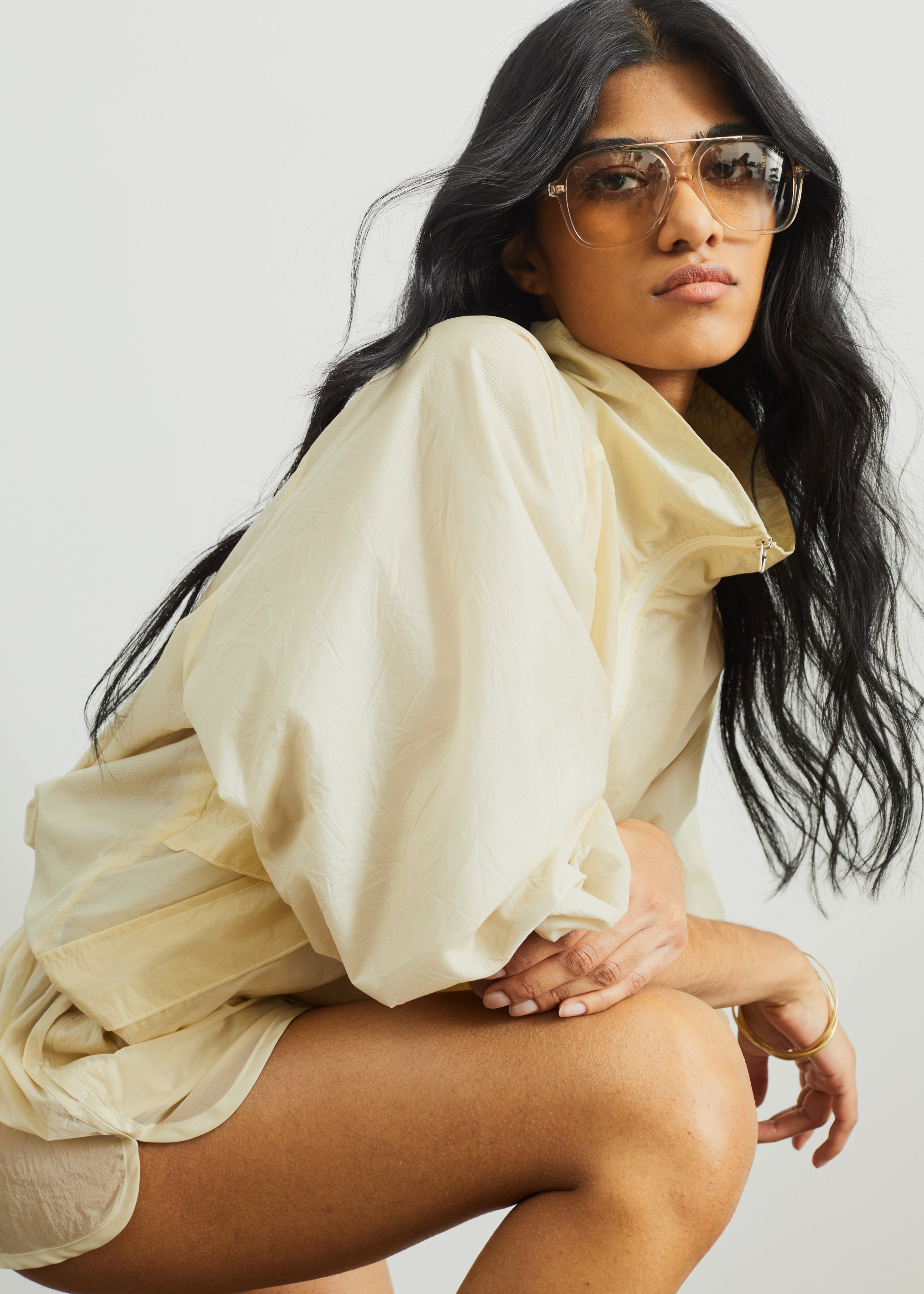 Bicos Sheer Track Jacket - Pale Yellow