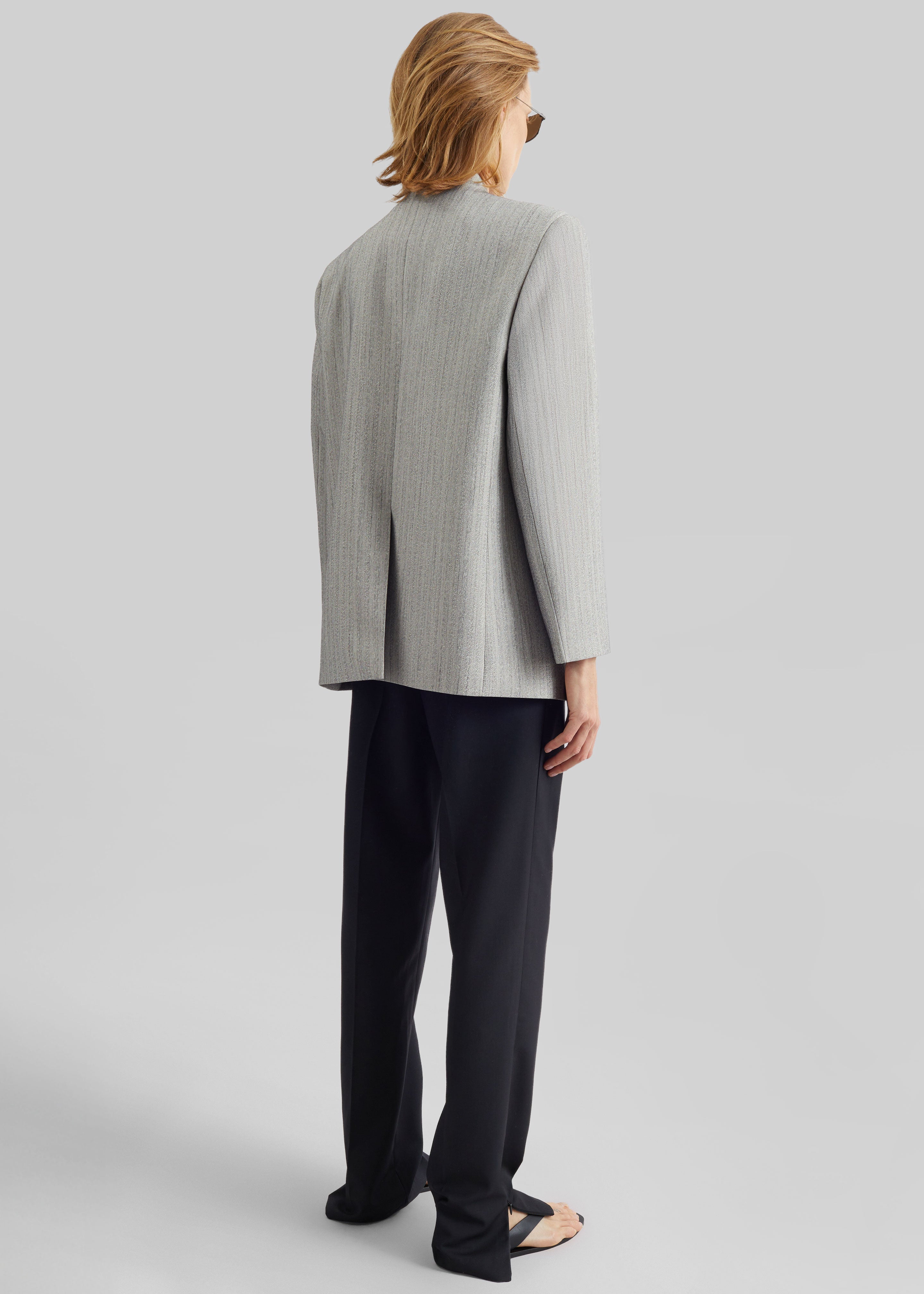 Breux Collarless Padded Blazer - Grey Melange