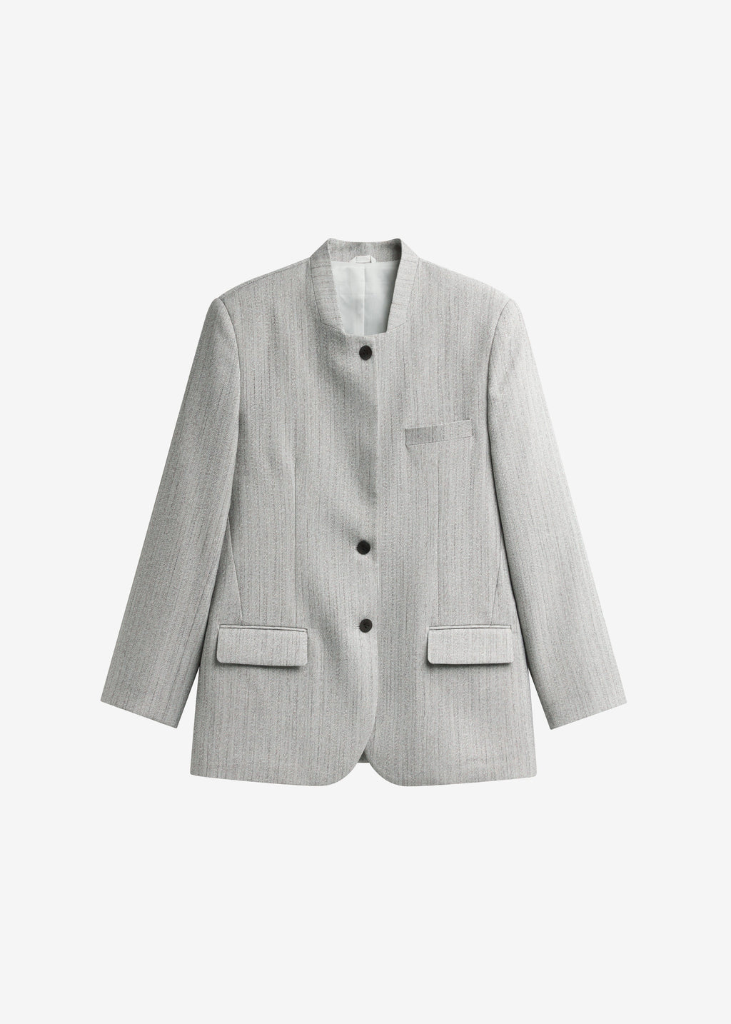 Breux Collarless Padded Blazer - Grey Melange