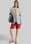 Breux Collarless Padded Blazer - Grey Melange