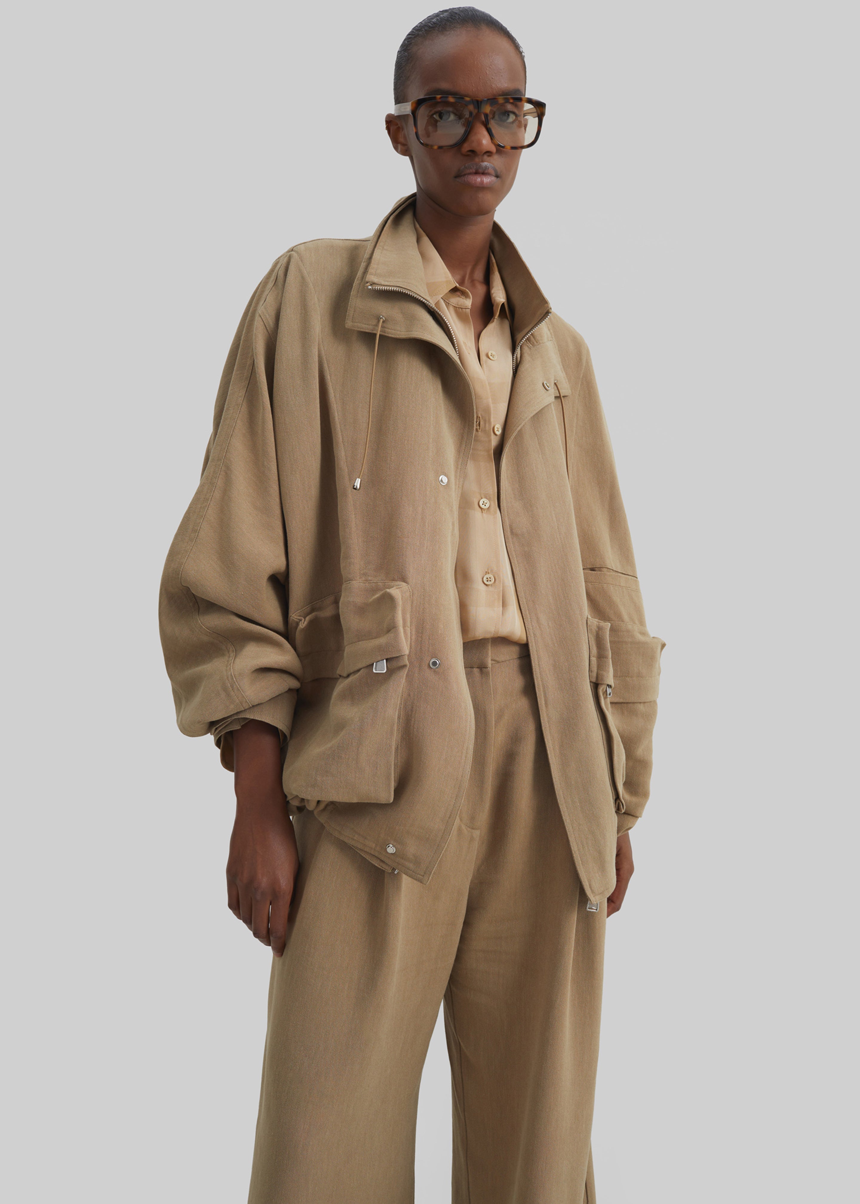 Breya Linen Fluid Jacket - Camel