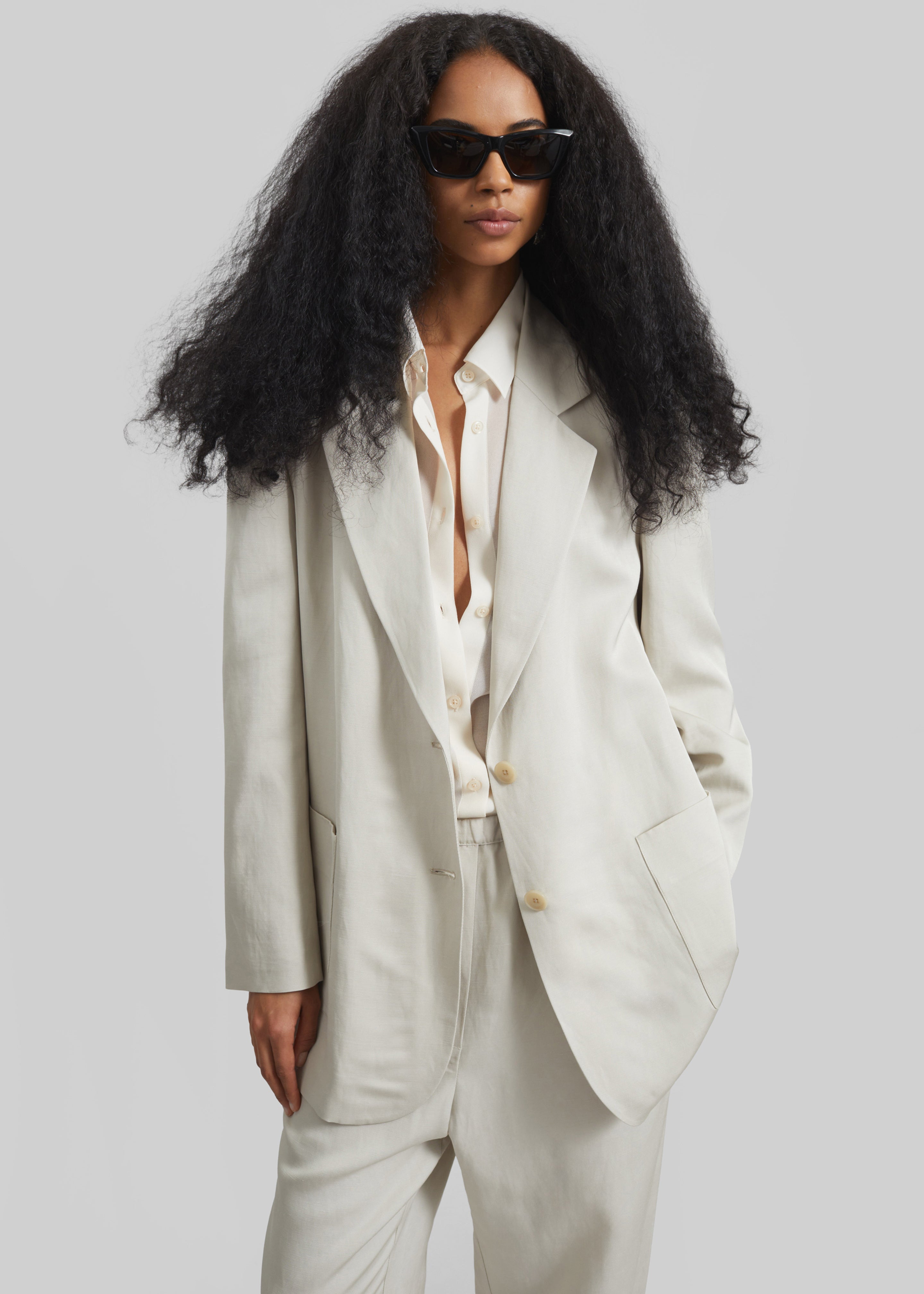 Bruna Linen Soft Blazer - Light Beige