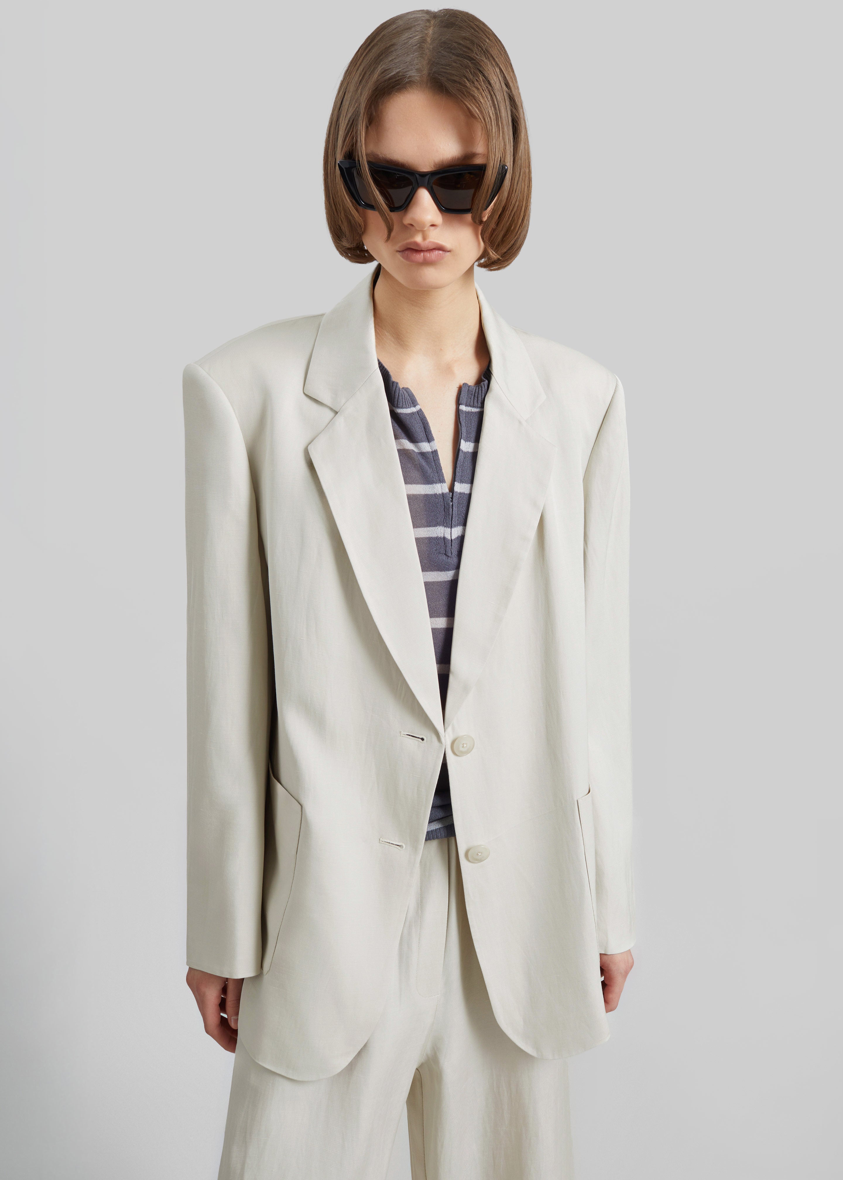 Bruna Linen Soft Blazer - Light Beige