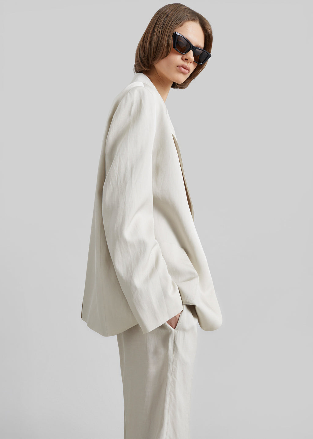Bruna Linen Soft Blazer - Light Beige