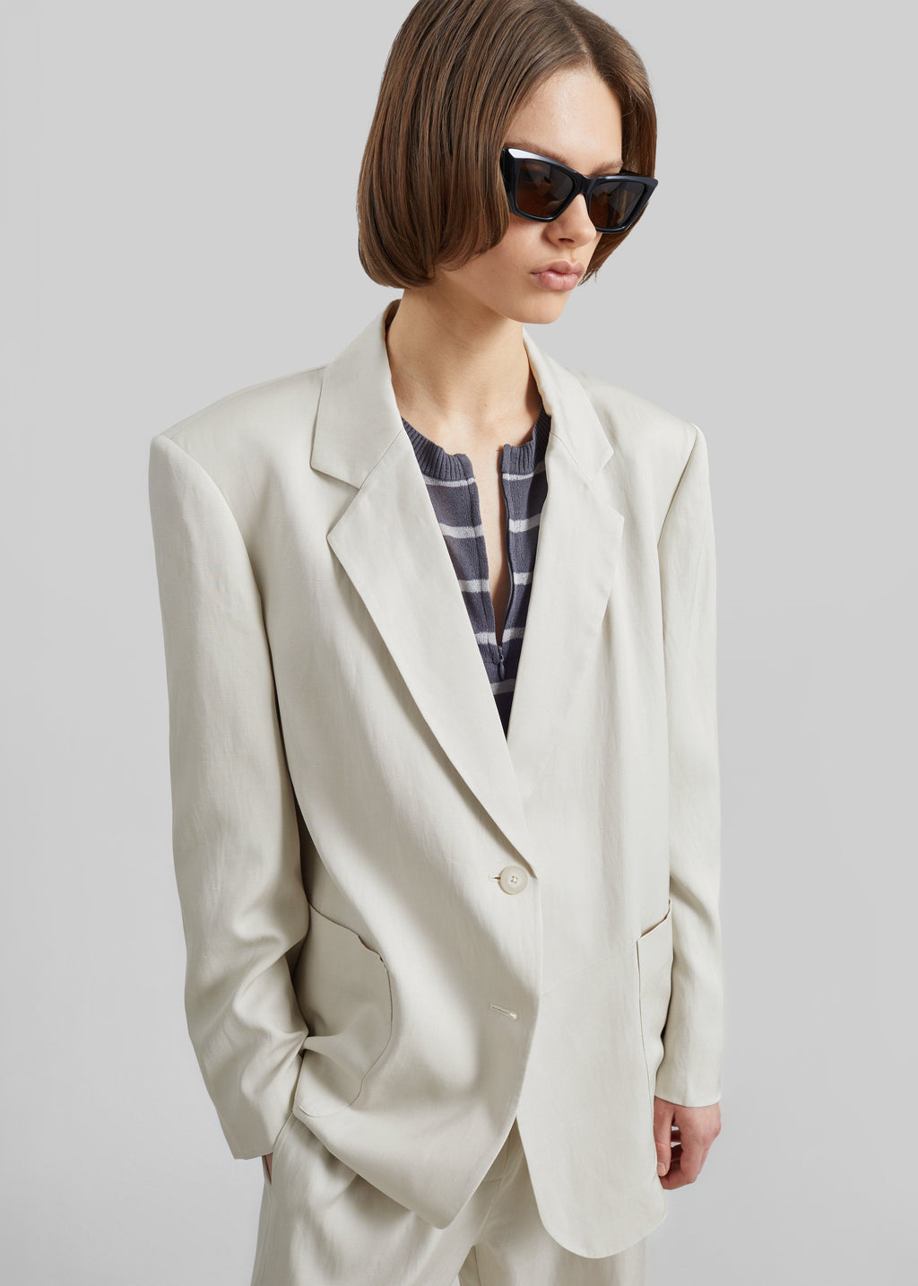 Bruna Linen Soft Blazer - Light Beige